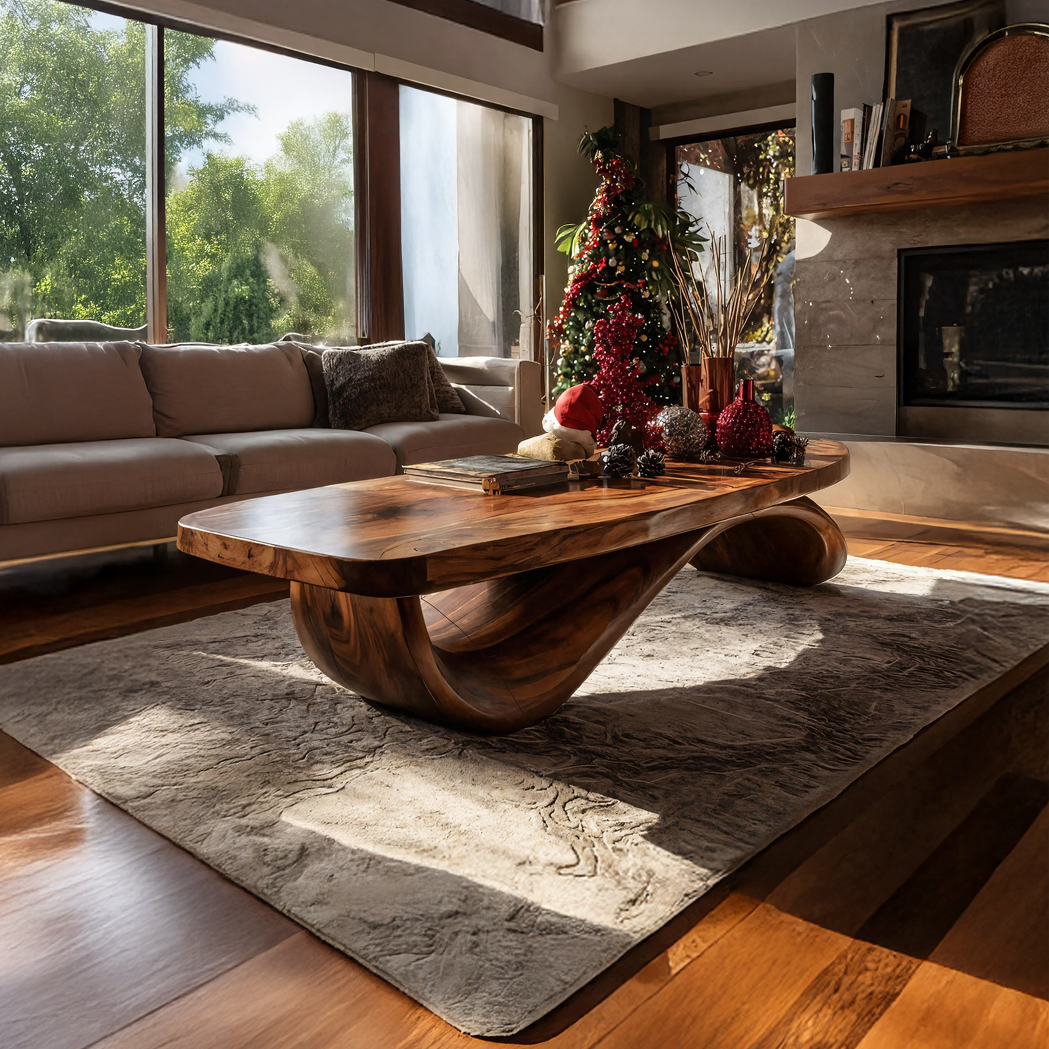 Farmhouse Live Edge Coffee Table Rustic For Holiday Furniture Use SILDTTRCCF019