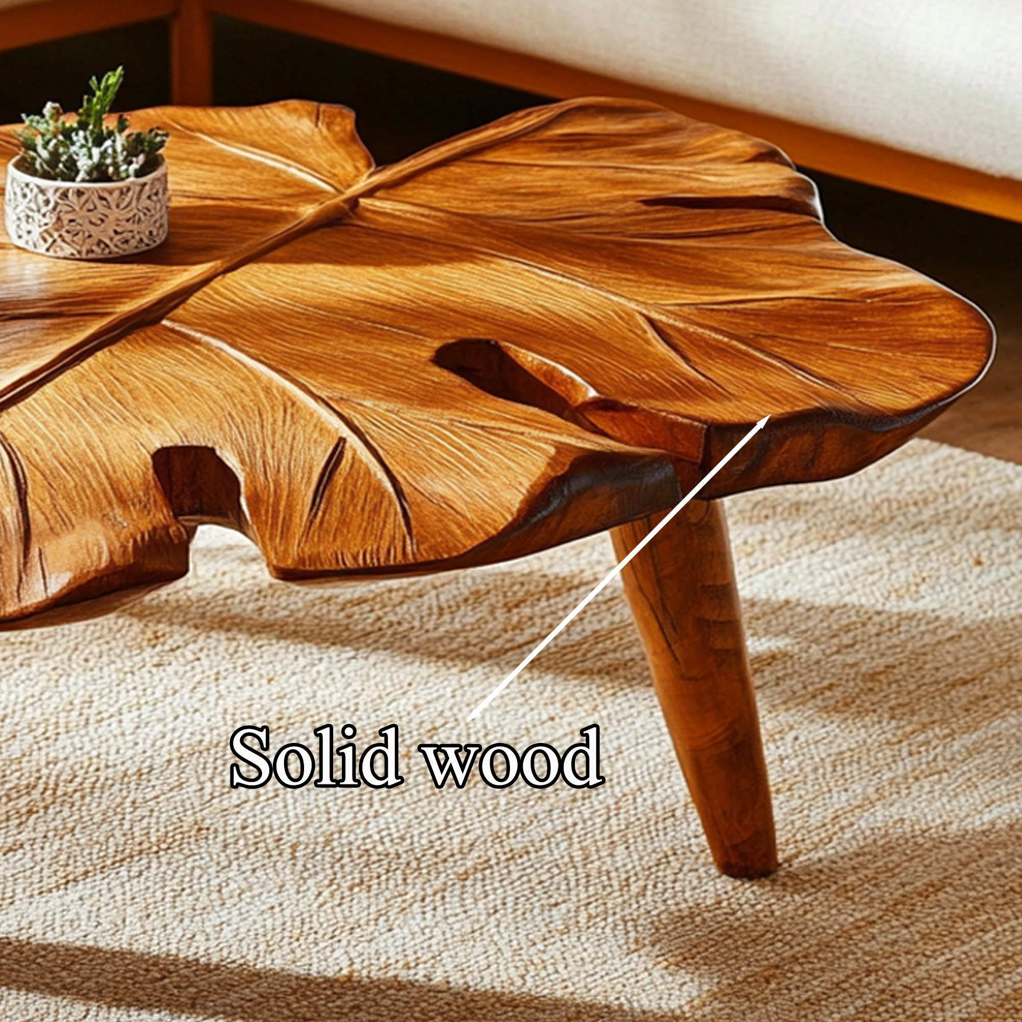 Rustic Coffee Table Modern Solid Wood SINLCF008