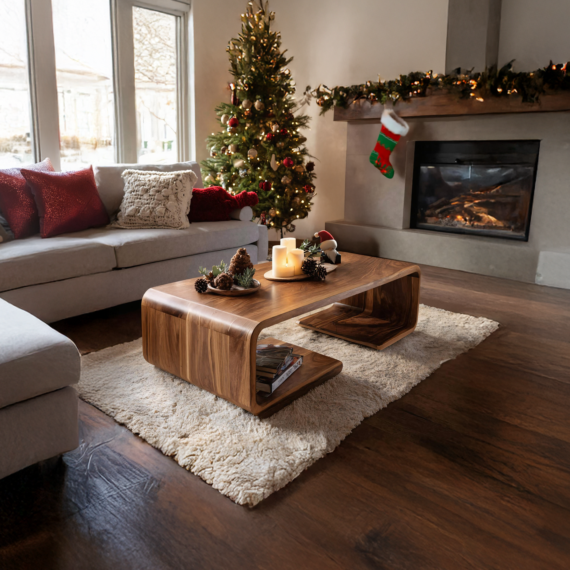 Handcrafted Solid Wood Coffee Table For Christmas Living Room SILDTTRCCF007