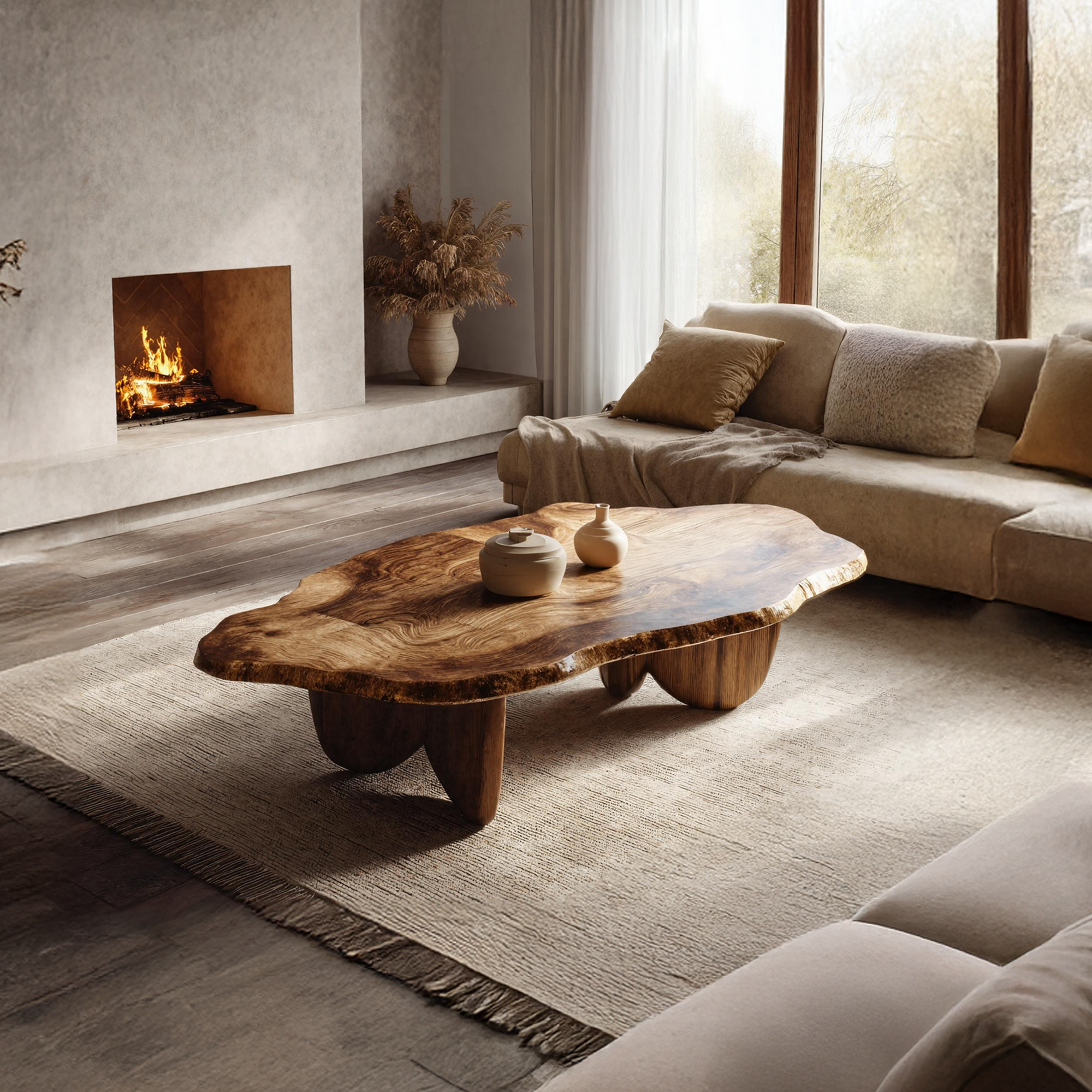 Rustic Solid Wood Live Edge Coffee Table For Entryway Design SILDTTRCF040