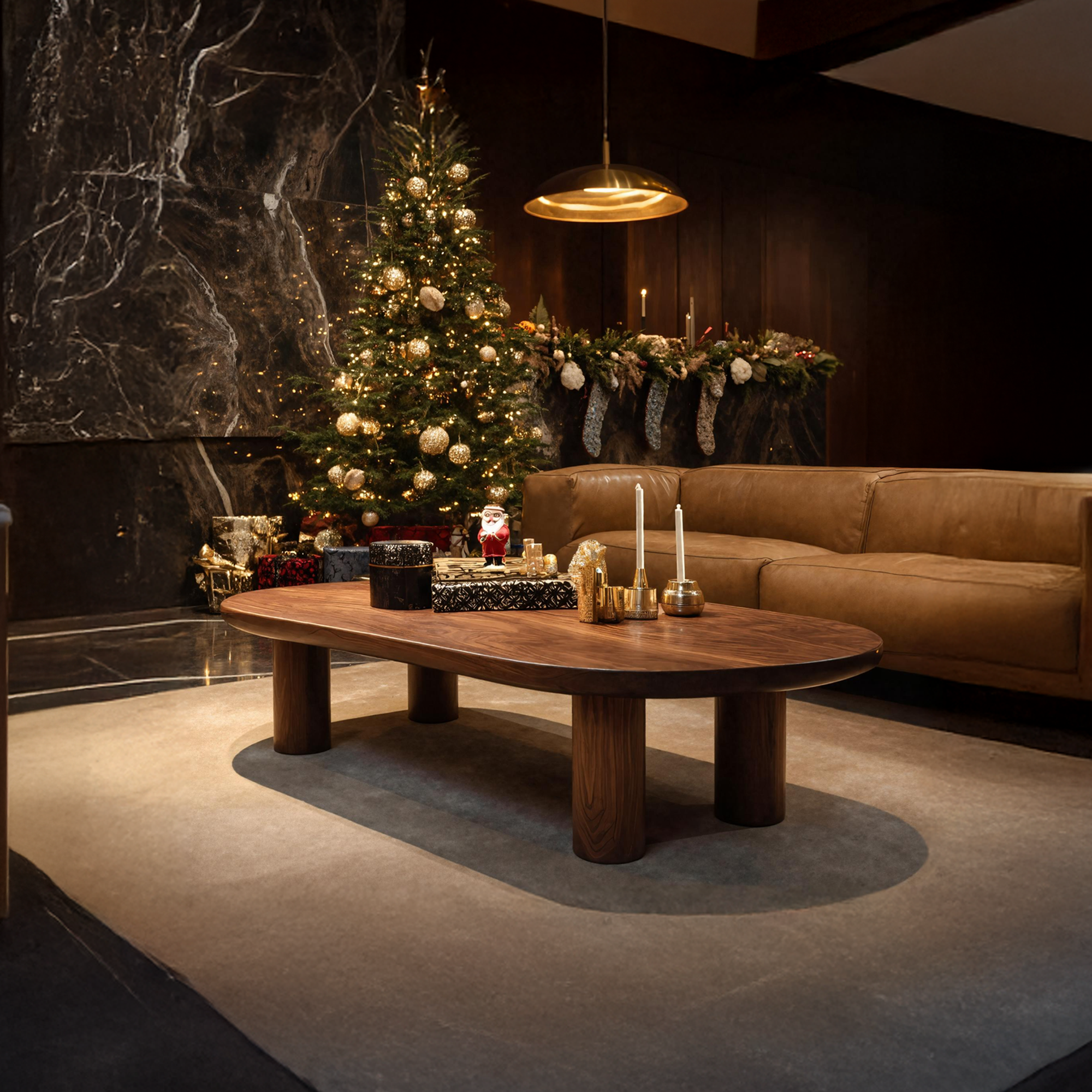 Rustic Handcrafted Coffee Table Solid Wood For Christmas Living Room SILDTTRCCF024