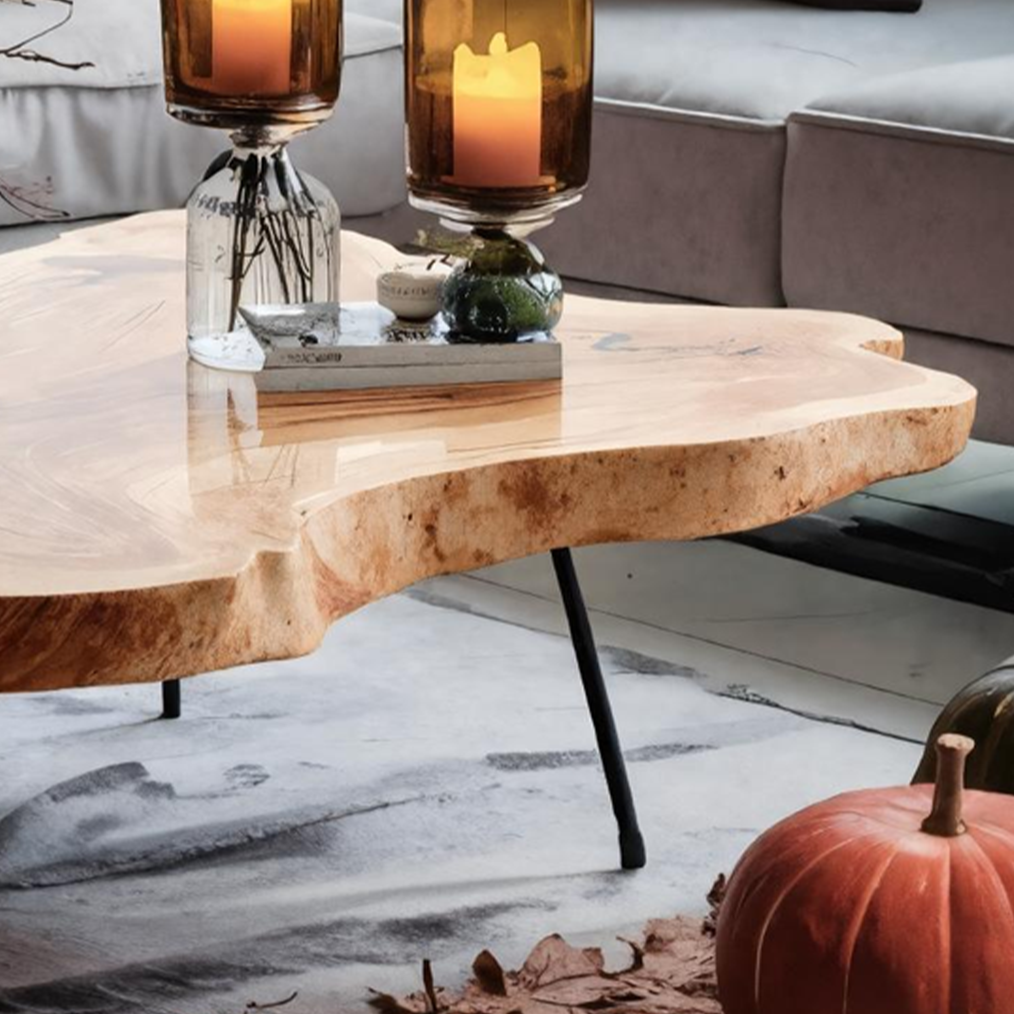 Modern Wooden Live Edge Coffee Table For Living Room Halloween Design SILDTTNHCF004