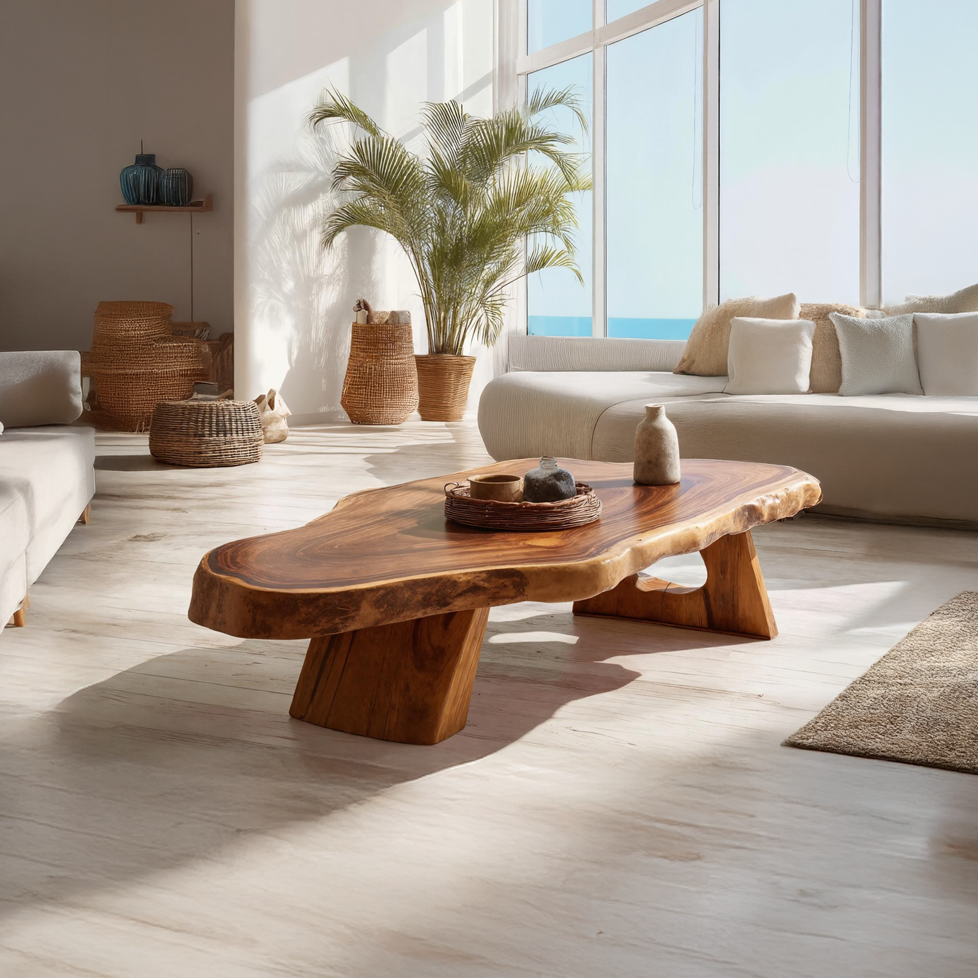 Handcrafted Wooden Live Edge Coffee Table For Living Room SILDTTRCF034