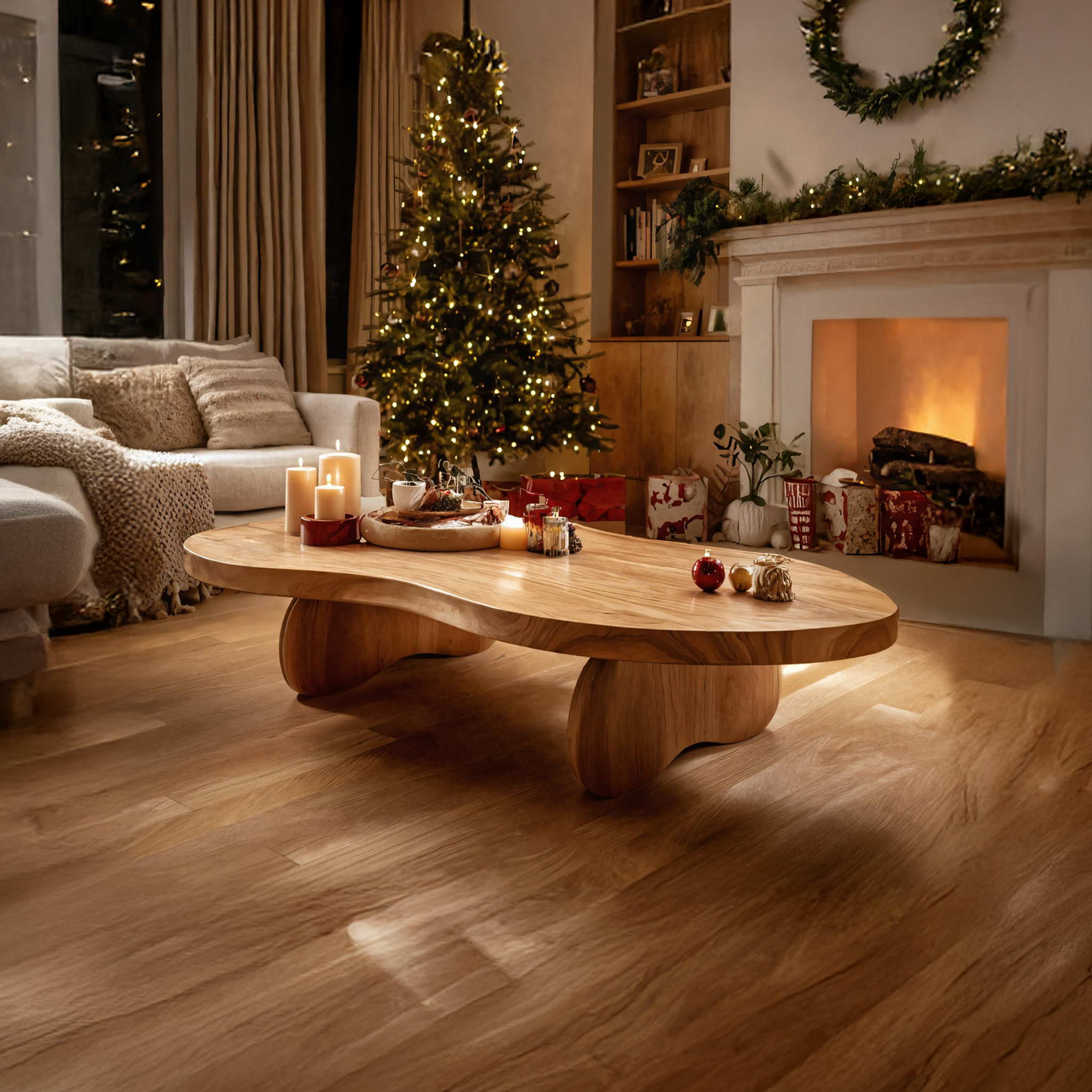 Mid Century Wooden Coffee Table For Christmas Living Room Design SILDTTRCCF003