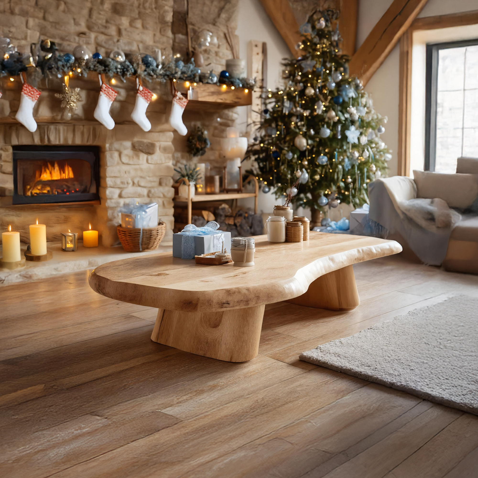 Rustic Wooden Live Edge Coffee Table For Christmas Furniture And Decor SILDTTRCCF033
