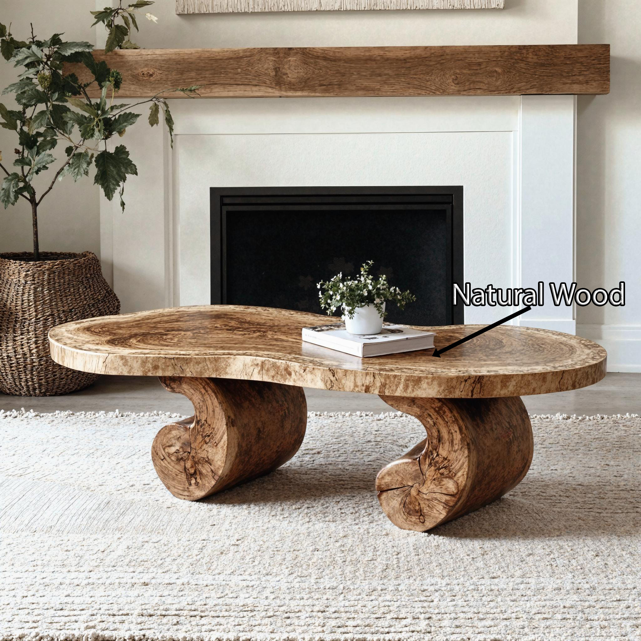 Handmade Live Edge Wood Coffee Table Natural Look SILDTCF103