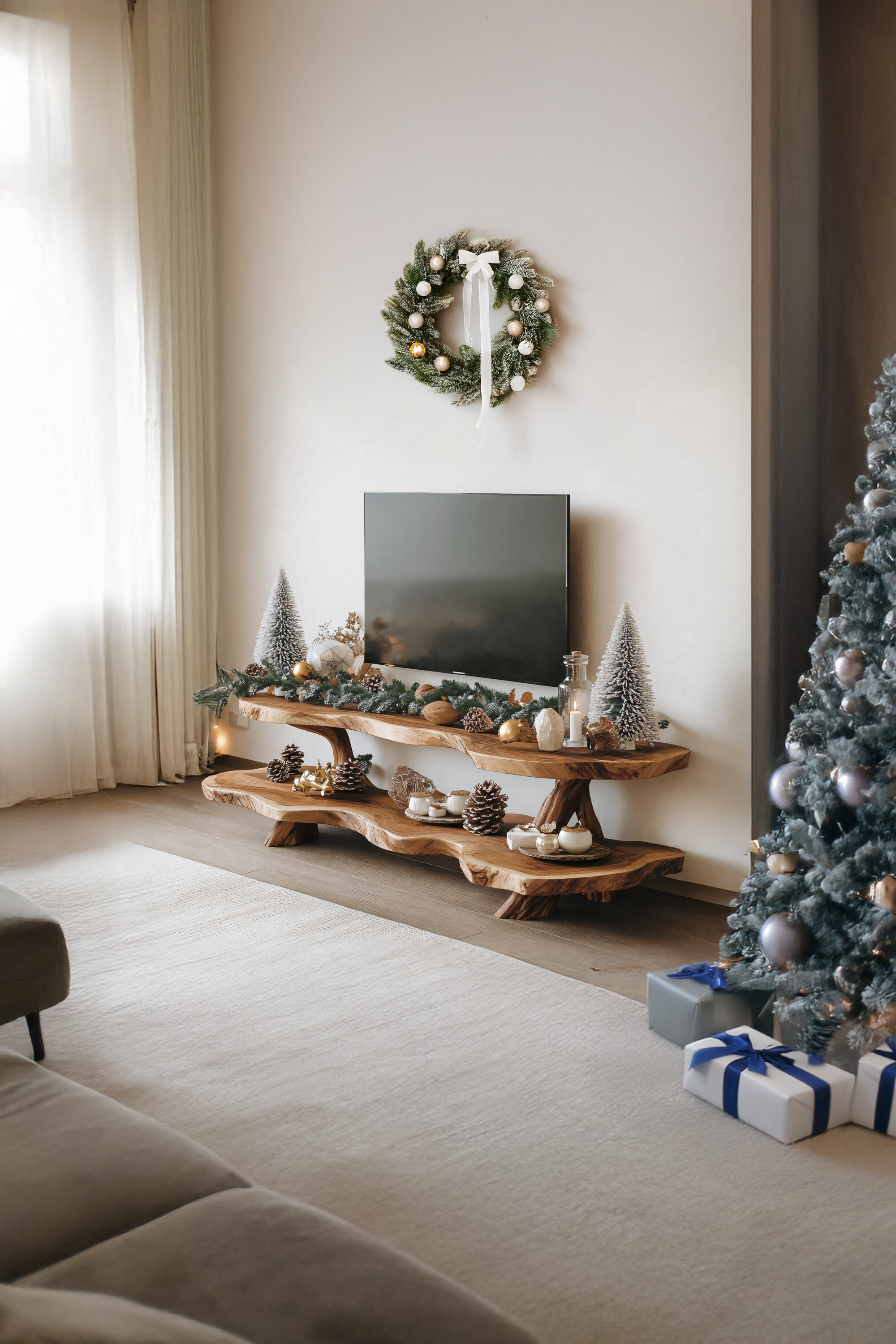 Mid Century Live Edge Entryway TV Console For Christmas Furniture SILDTTNCTV027