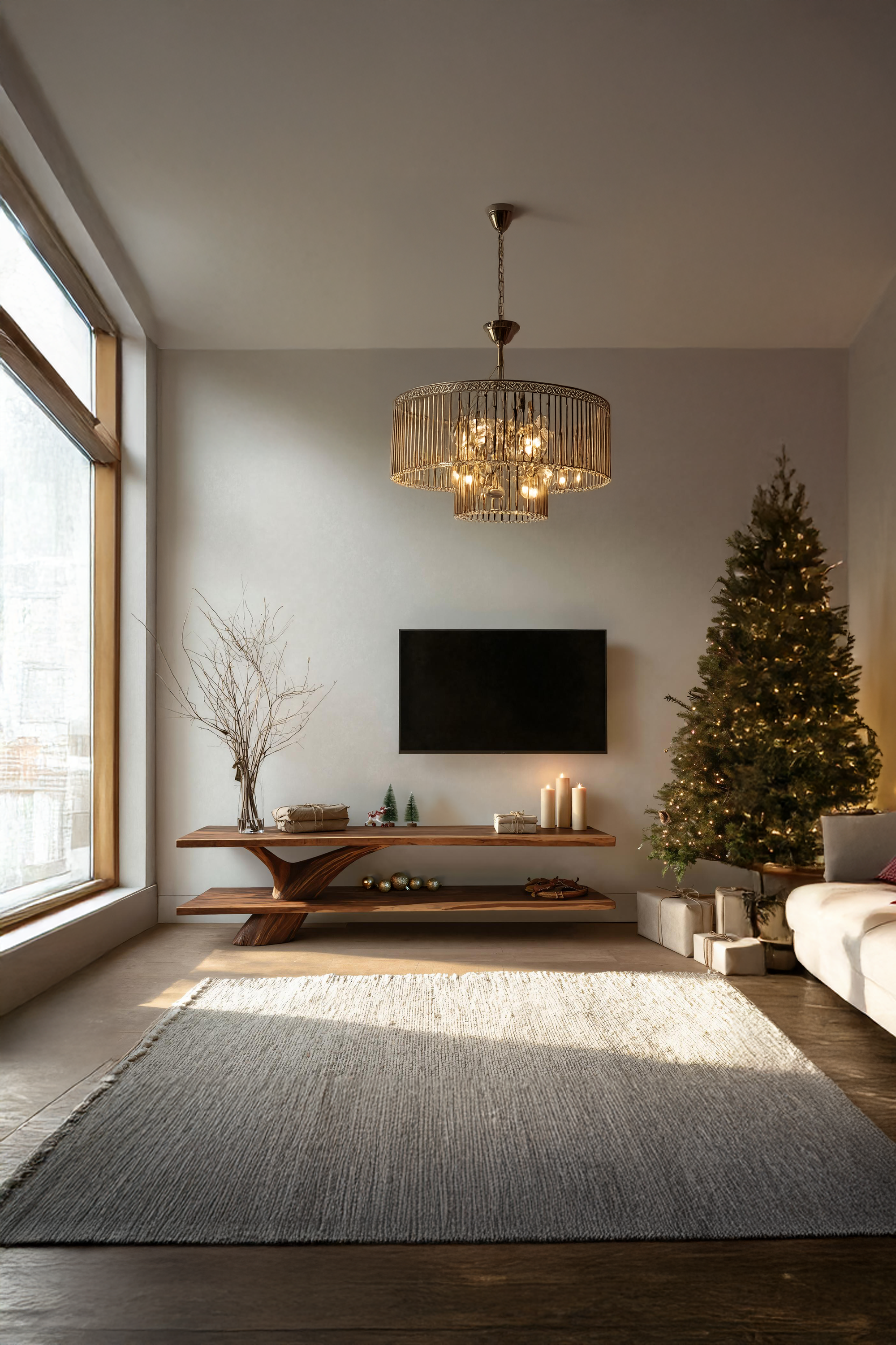 Mid Century Wooden TV Console For Christmas Tree Living Room Decor SILDTTNCTV010