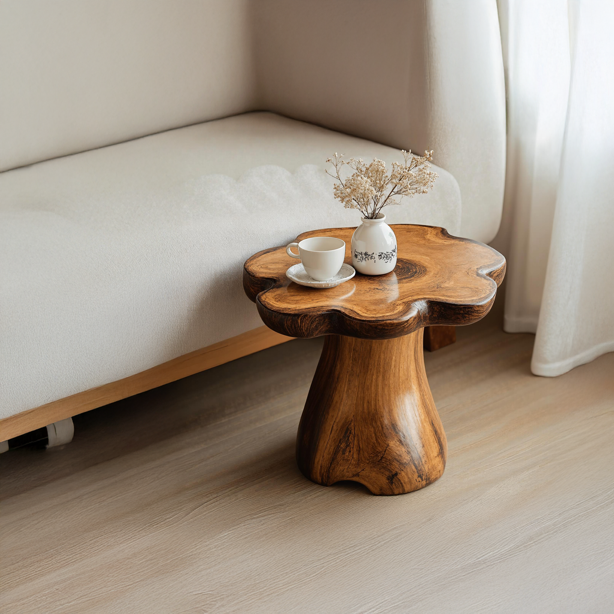 Handcrafted Wooden End Table For A Natural And Modern Living Space SILDTEN116