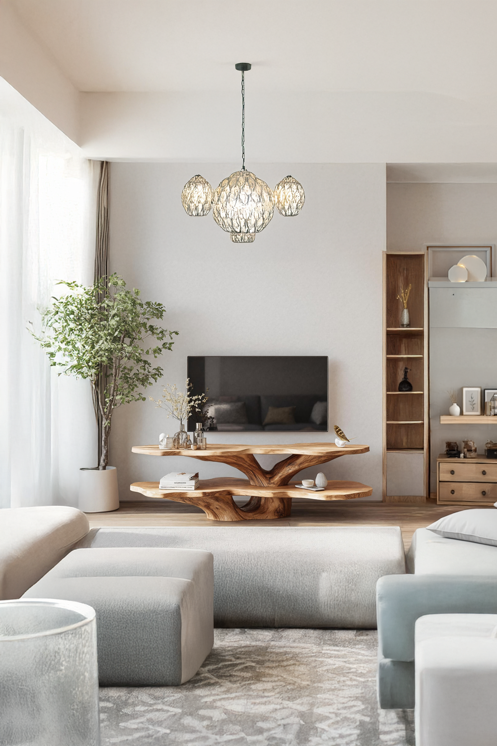 Mid Century Wooden Live Edge TV Console For Living Room Decor SILDTTNTVC077