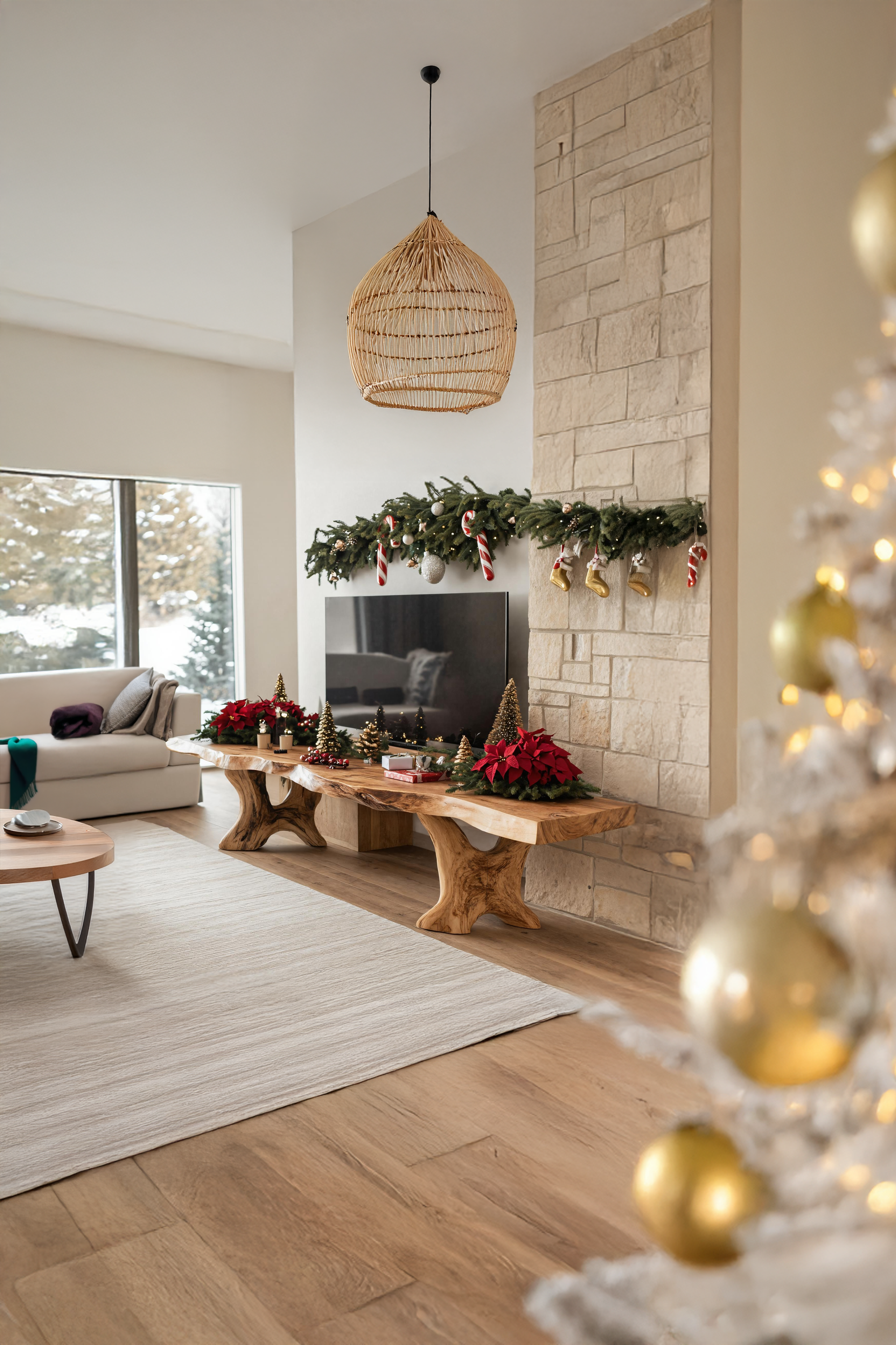 Handcrafted Solid Wood TV Console For Christmas Home Furniture Decor SILDTTNCTV033