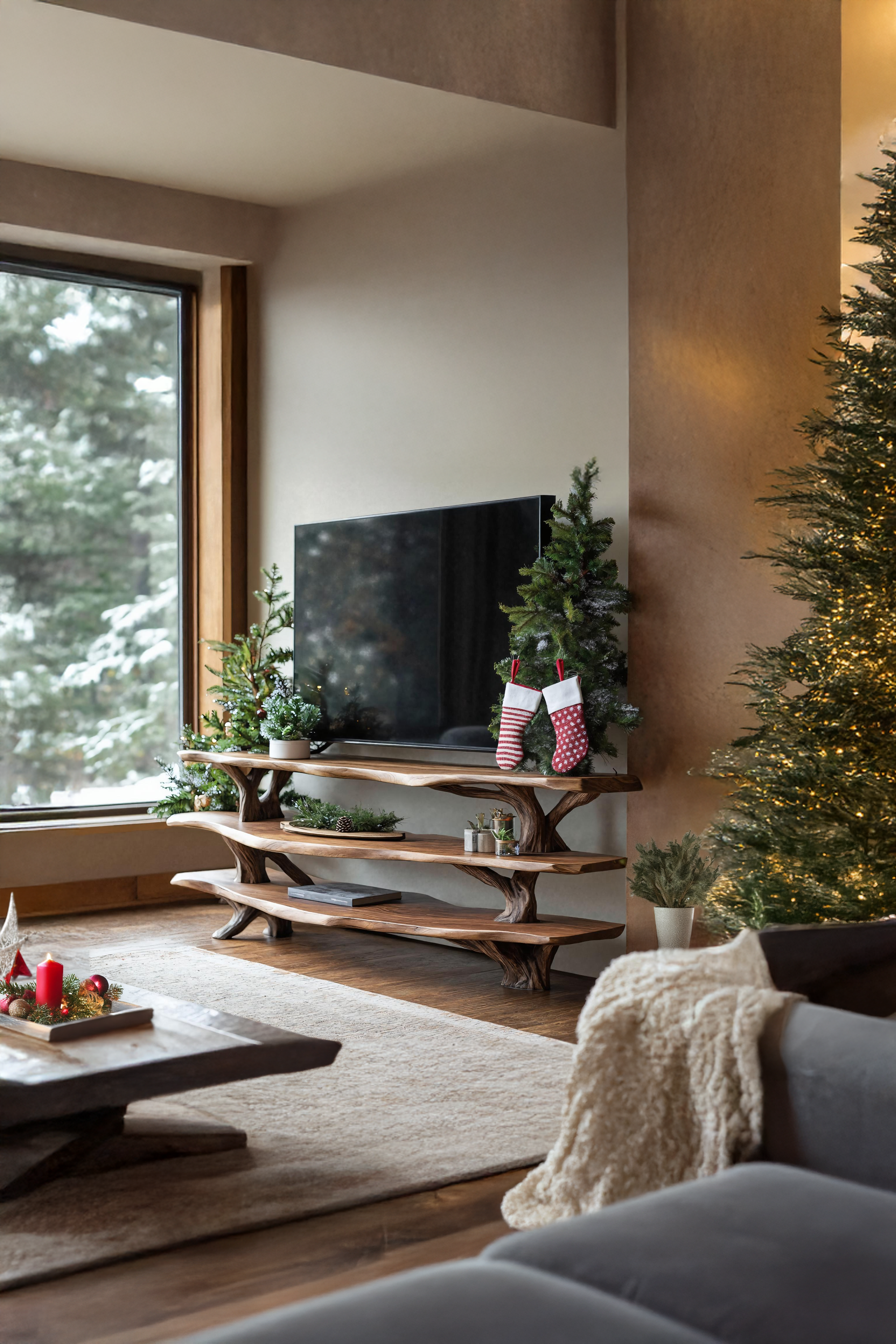 Modern Solid Wood TV Console For Christmas Entryway Living Room SILDTTNCTV012