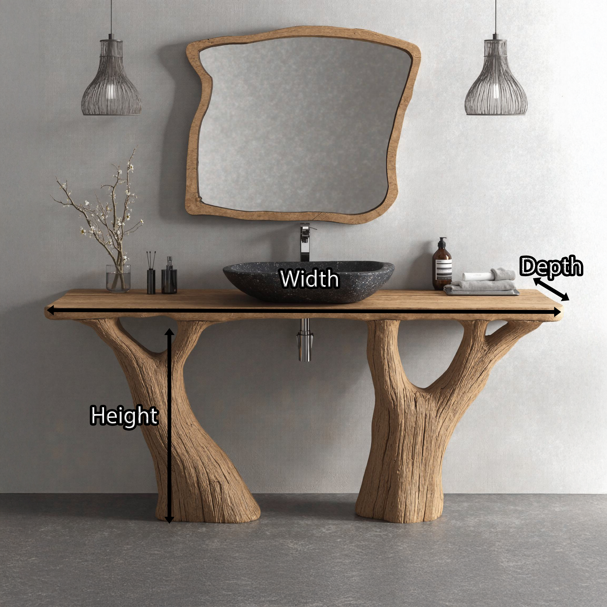 Rustic Floating Wood Vanity Bathroom Sink For Sleek Spaces SILDTBRV096