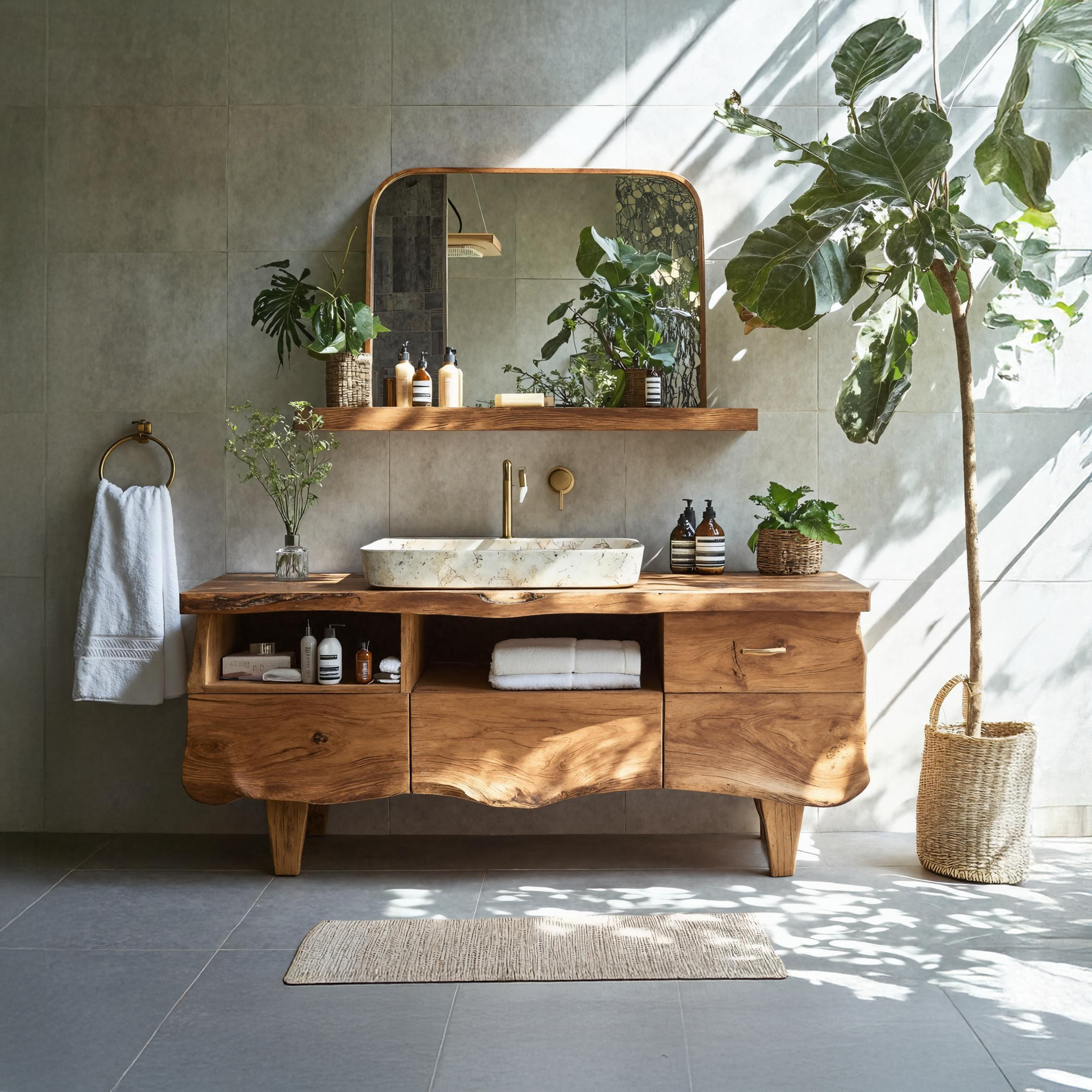 Farmhouse Wooden Vanity For Bathroom Interior Design SILDTTRBRV020