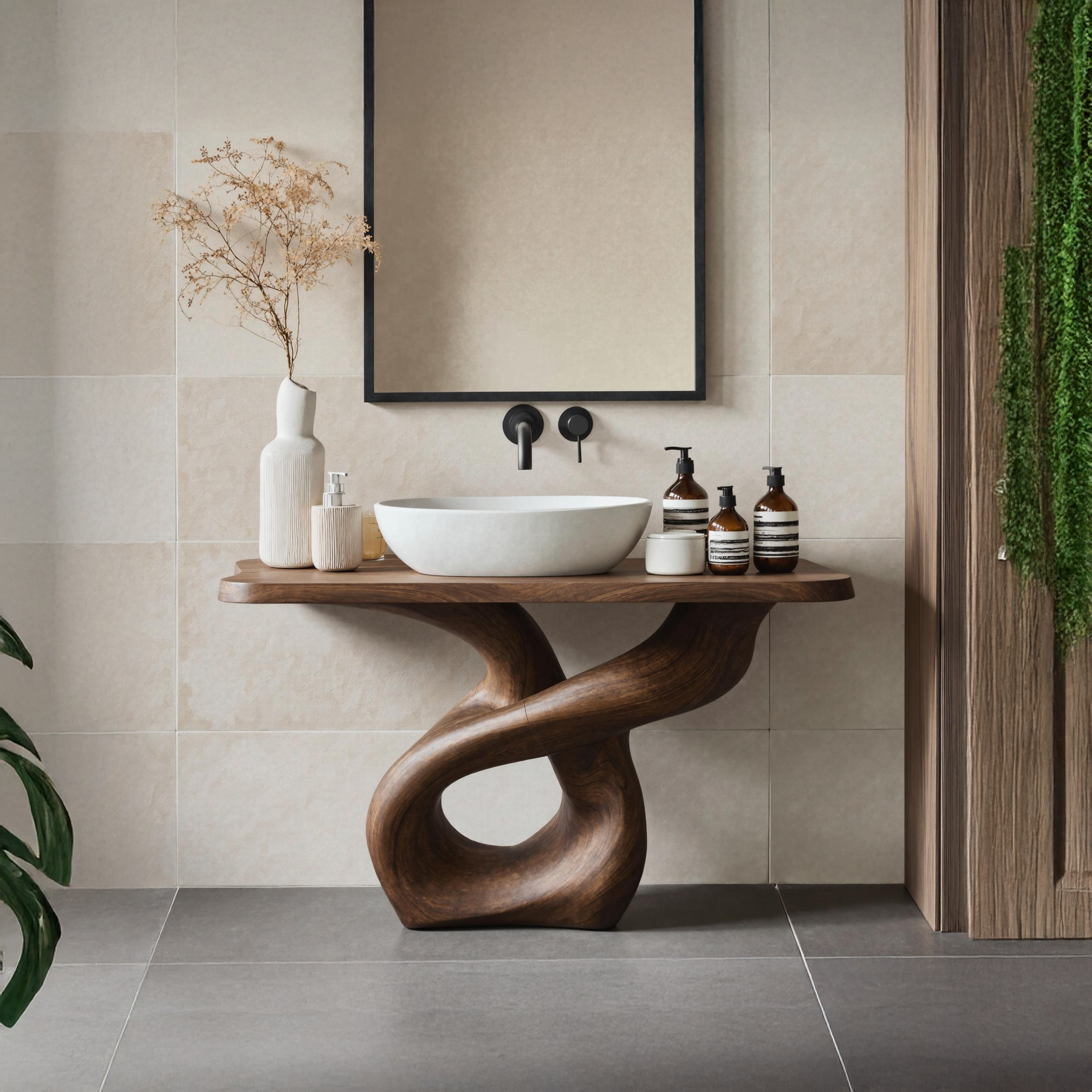 Handcrafted Wood Vanity For Artistic Bathroom Style SILDTTRBRV009