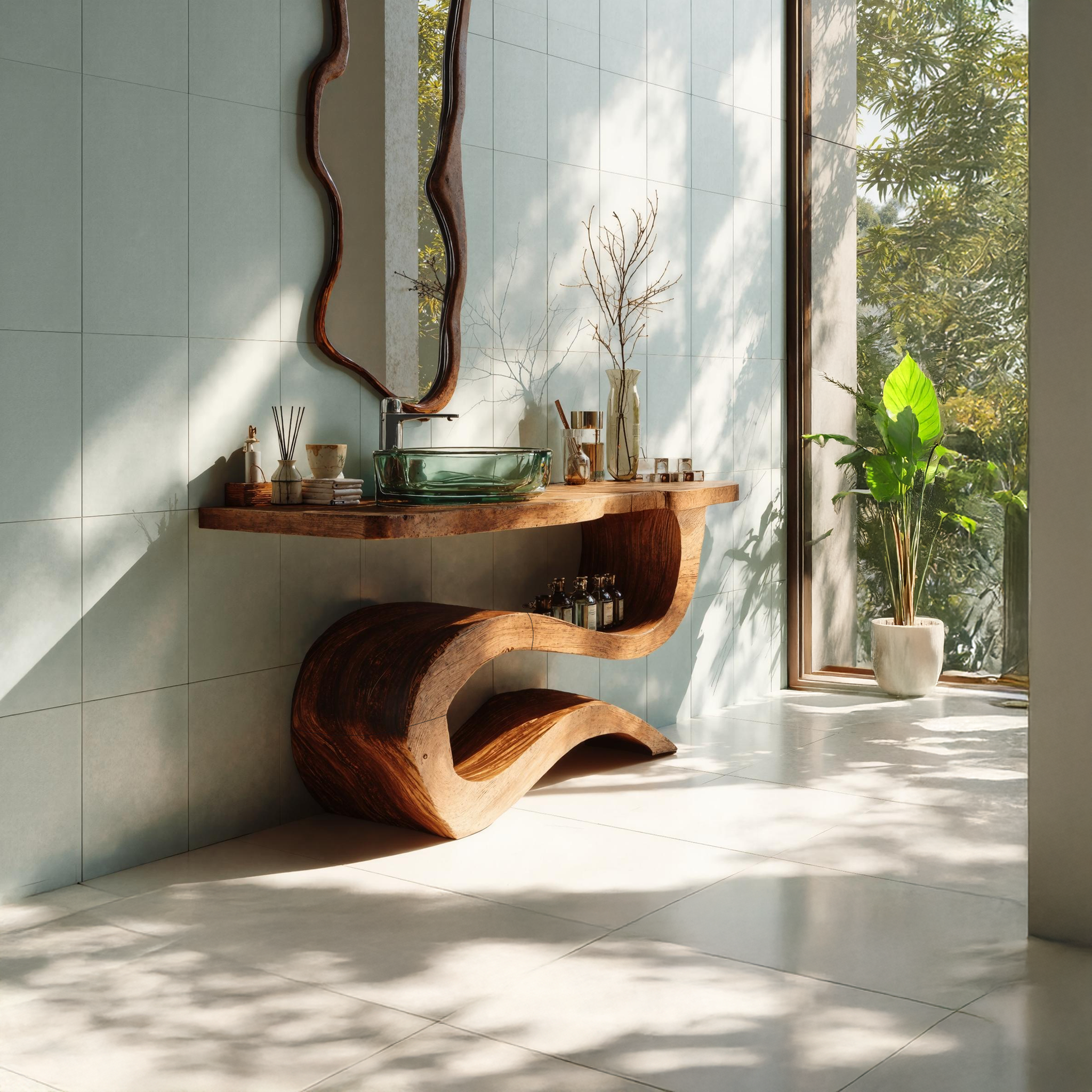 Mid Century Wood Vanity For Contemporary Bathroom Look SILDTTRBRV016