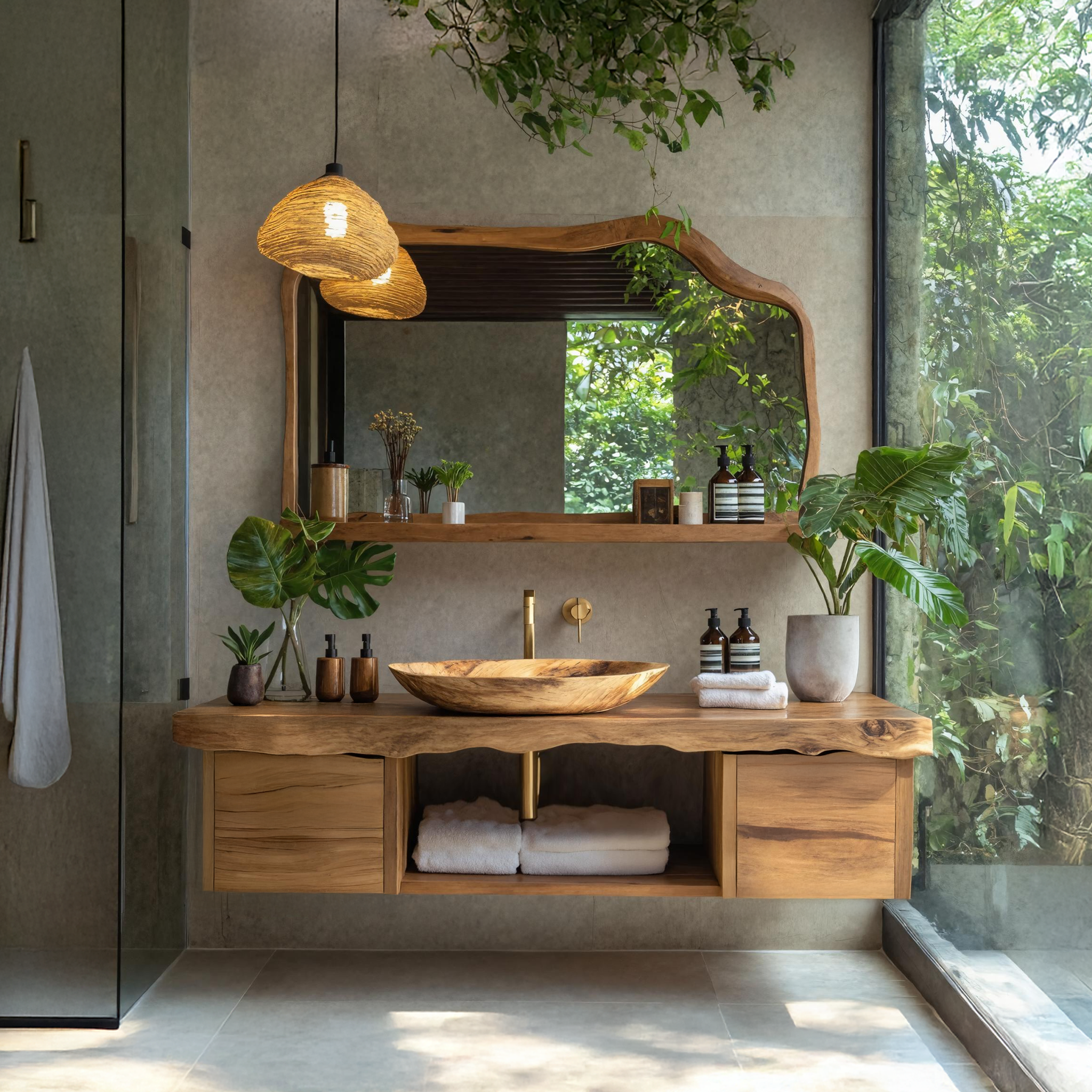 Natural Wood Floating Vanity For Bathroom Upgrade SILDTTRBRV032