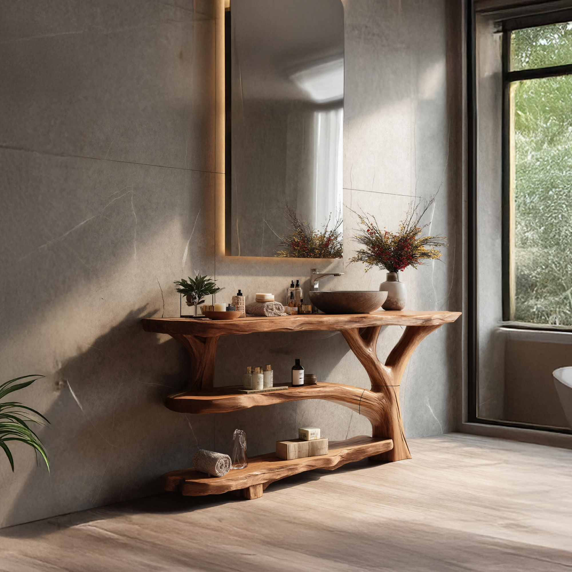 Handcrafted Live Edge Tree Trunk Vanity For Stylish Bathroom Home Furniture SILDTTRBRV065