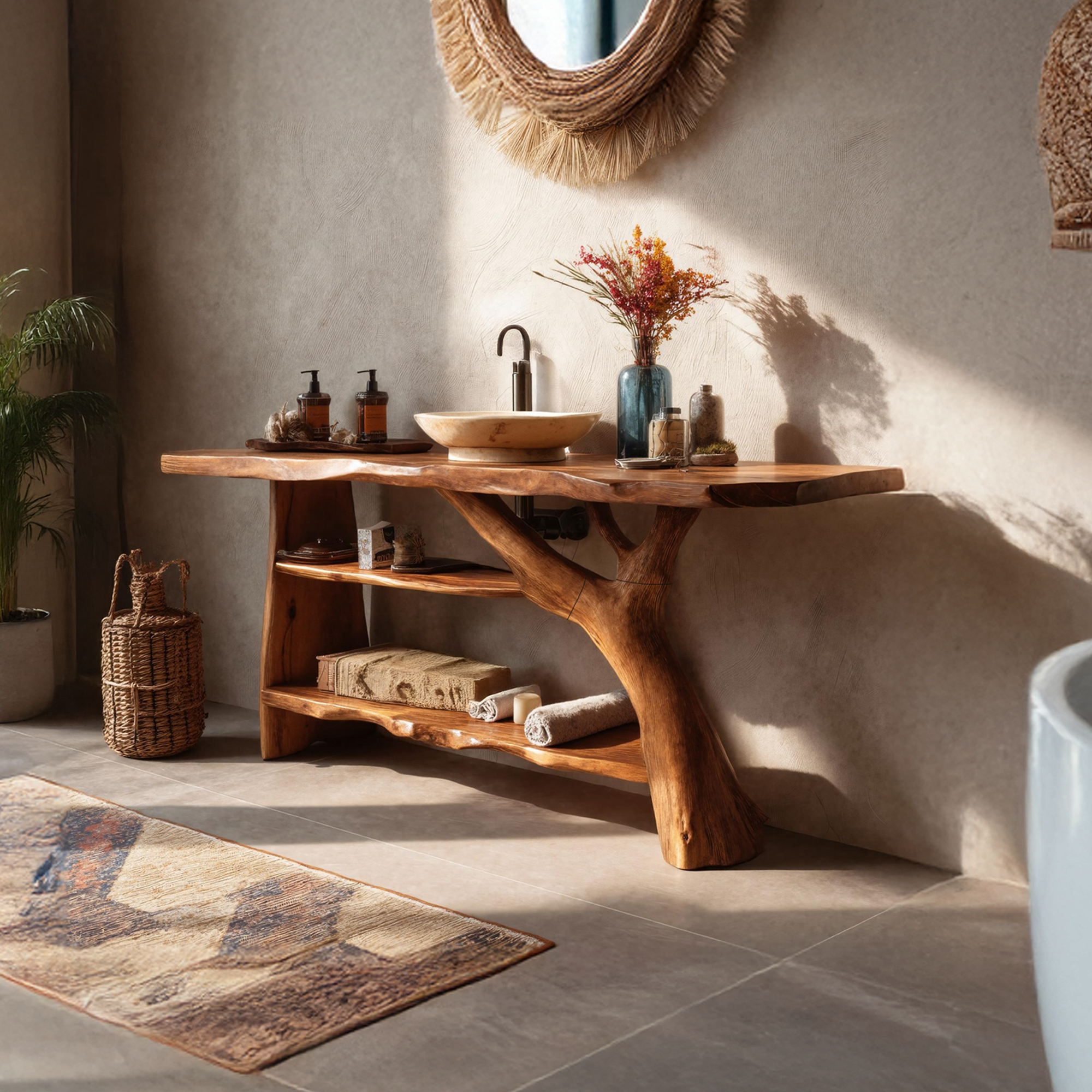 Handcrafted Solid Wood Bathroom Vanity For Modern Rustic Bathroom Design SILDTTRBRV072