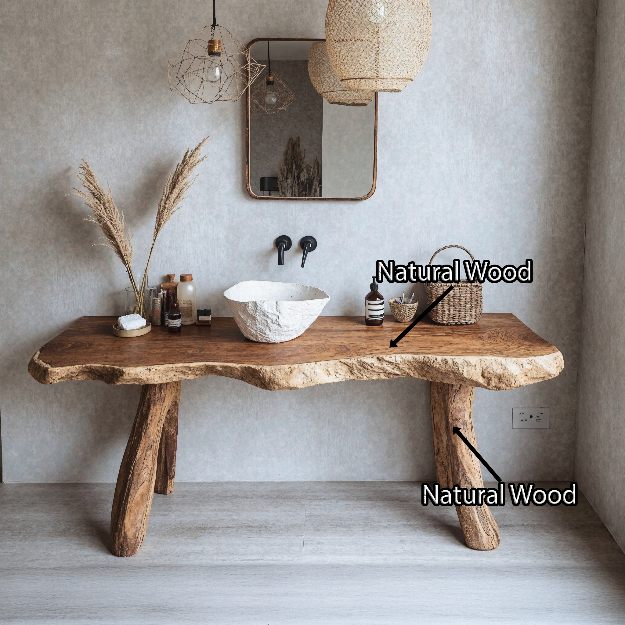 Handcrafted Wooden Bathroom Vanity With Floating Design SILDTBRV106