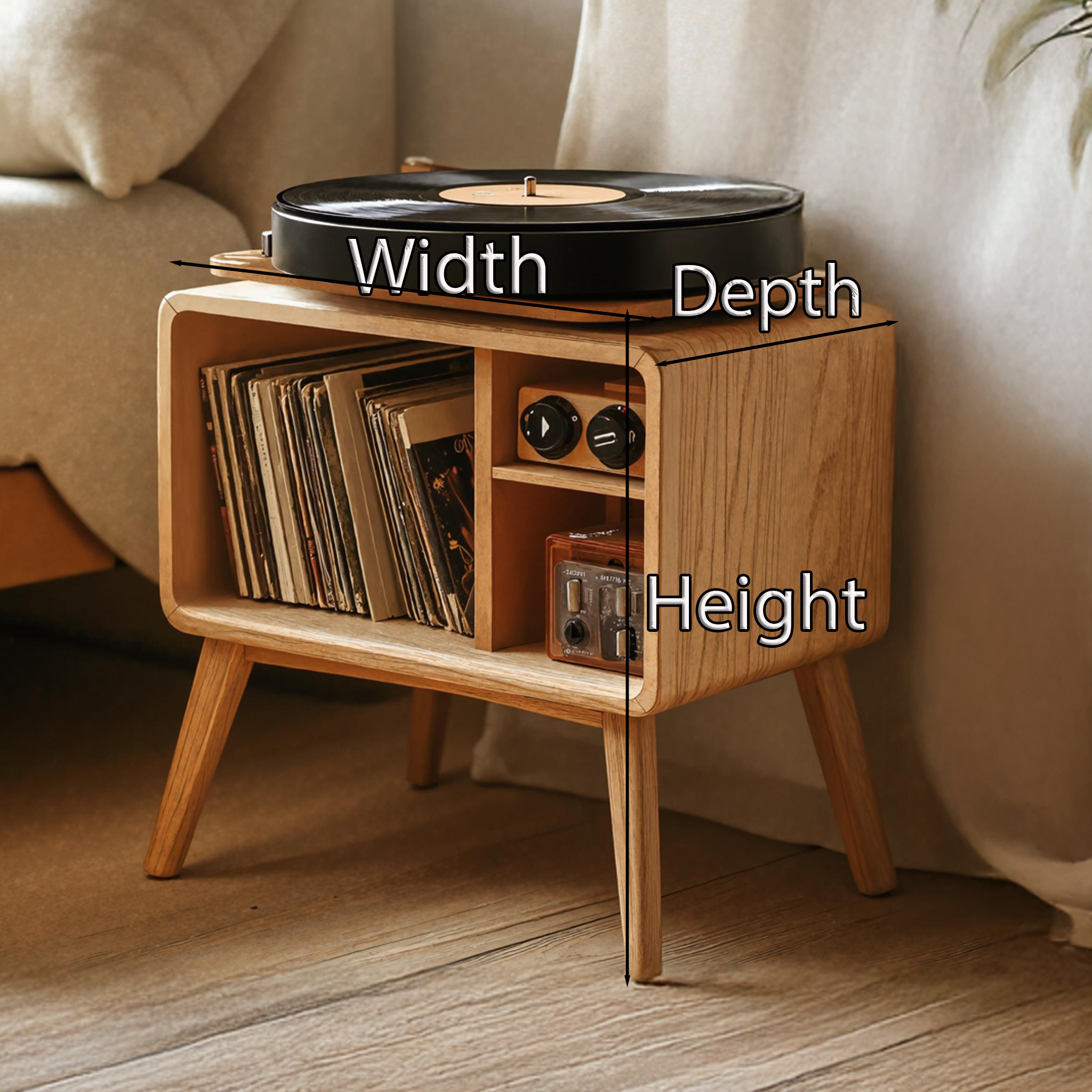 Classic Record Player Stand For Living Room, Bedroom, Office SILDTRPT012