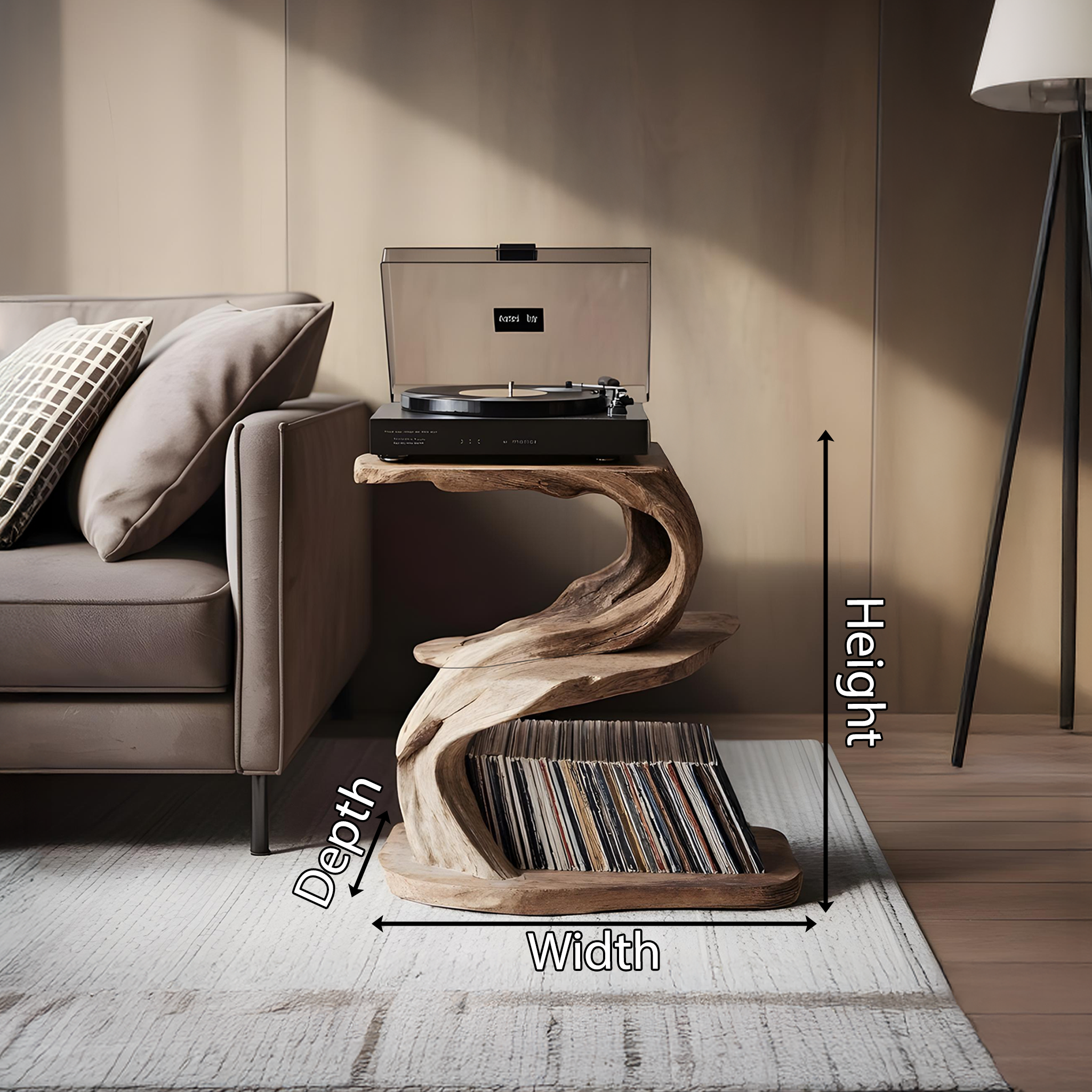 Rustic Record Stand Industrial Living Room Furniture SILDTTNRPT010