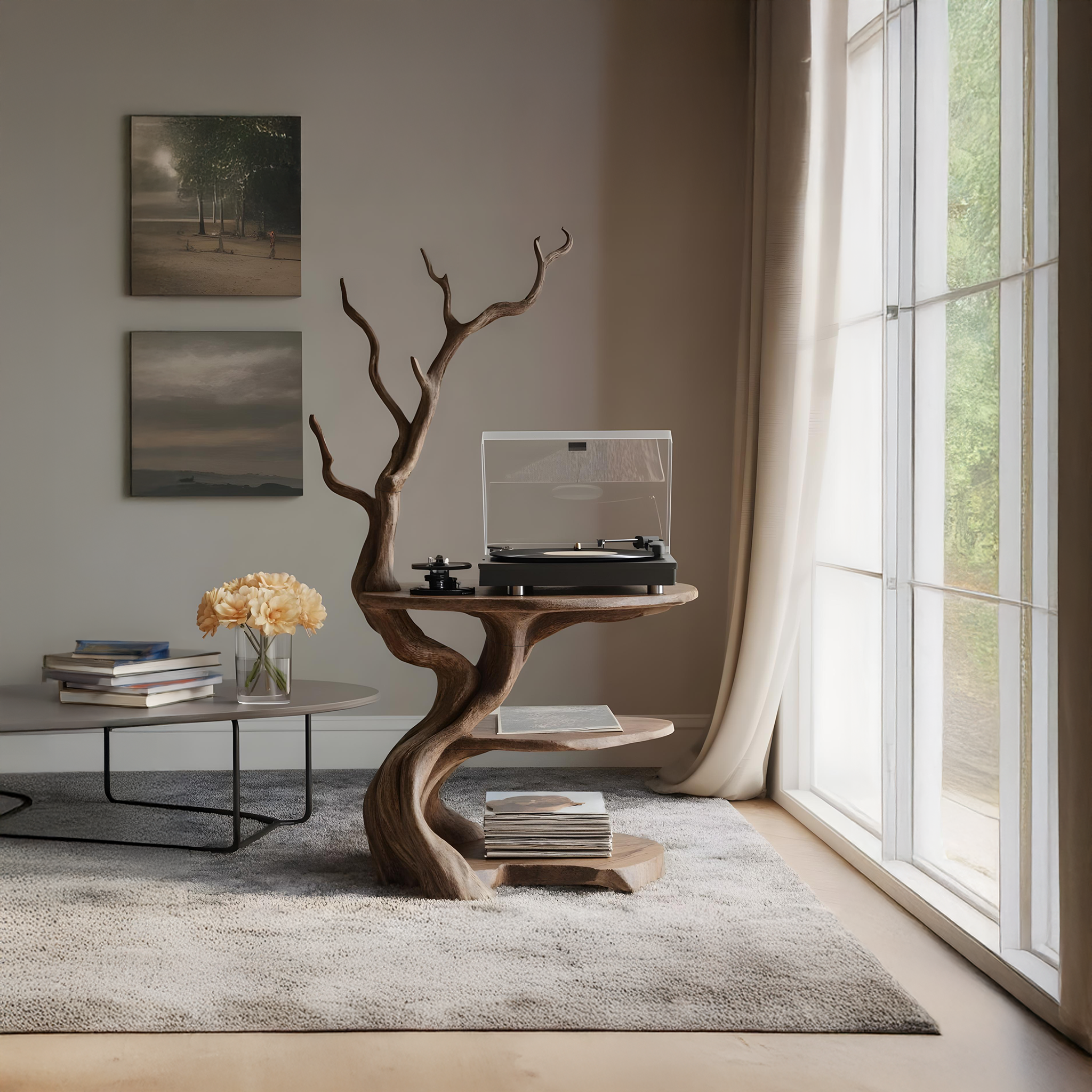 Handcrafted Wooden Media Stand Custom Living Room SILDTRPT035