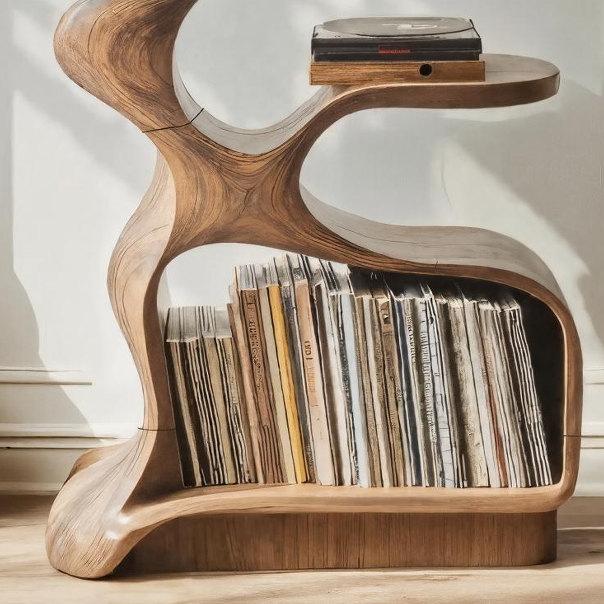 Farmhouse Live Edge Record Stand For Furniture Decor Halloween Theme SILDTTNHRS006