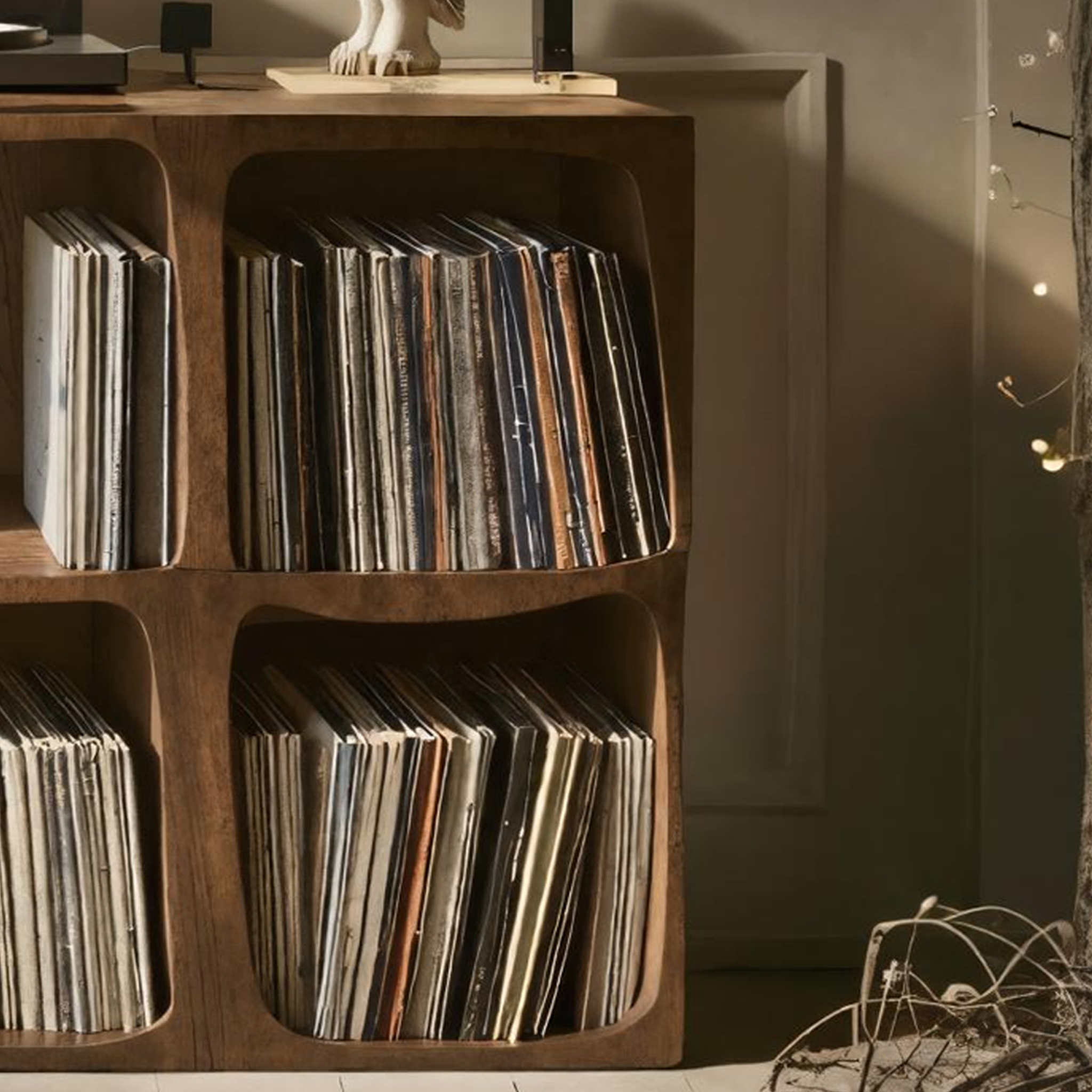 Mid Century Solid Wood Record Stand For Halloween Bedroom Decor SILDTTNHRS005