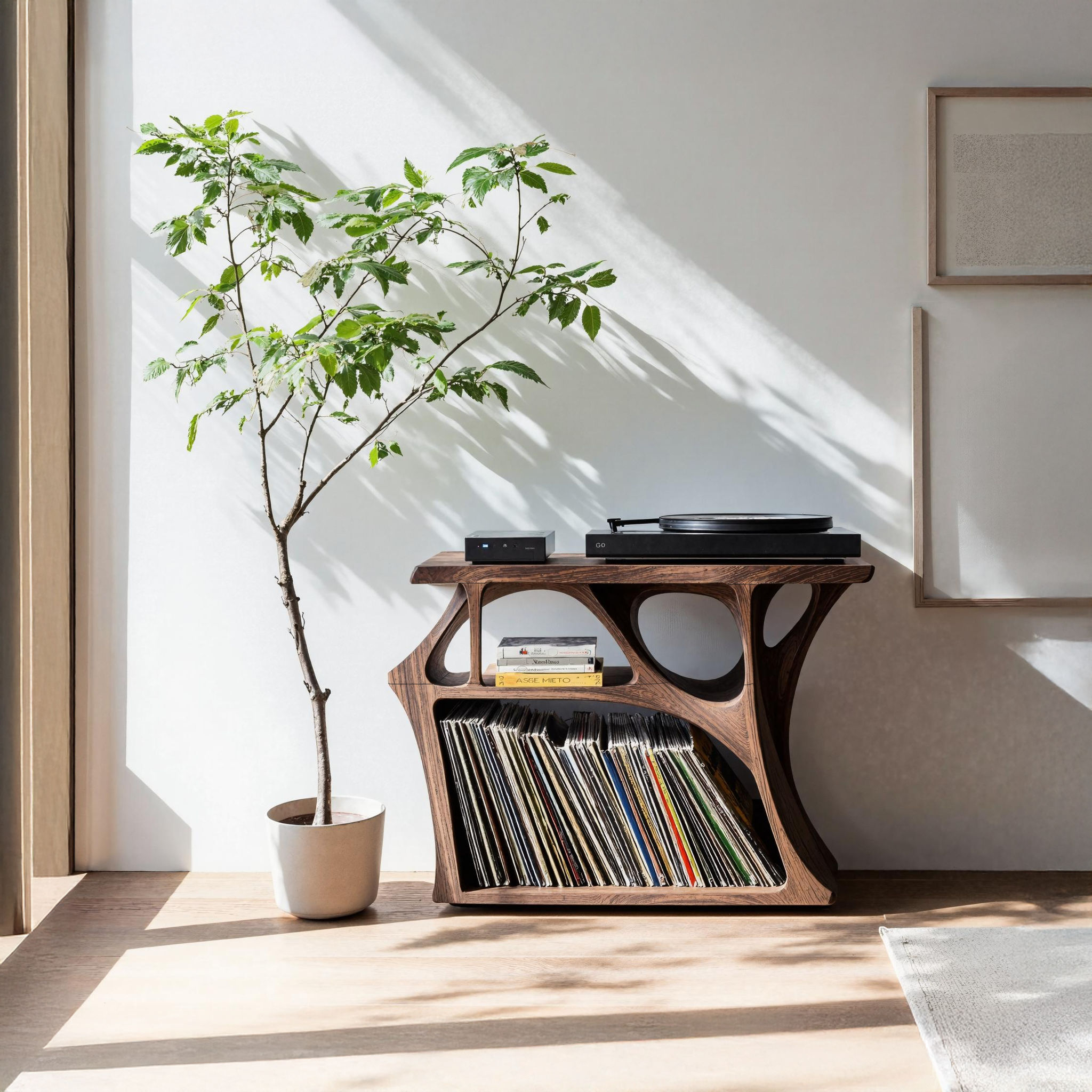 Mid Century Record Stand Living Room Decor Essential SILDTRPT025