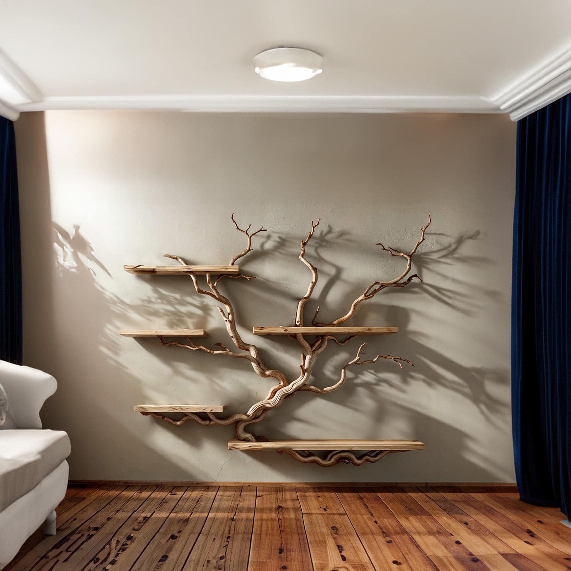 Tree Bookshelf Floating Shelves Driftwood Branch SINLTBS011