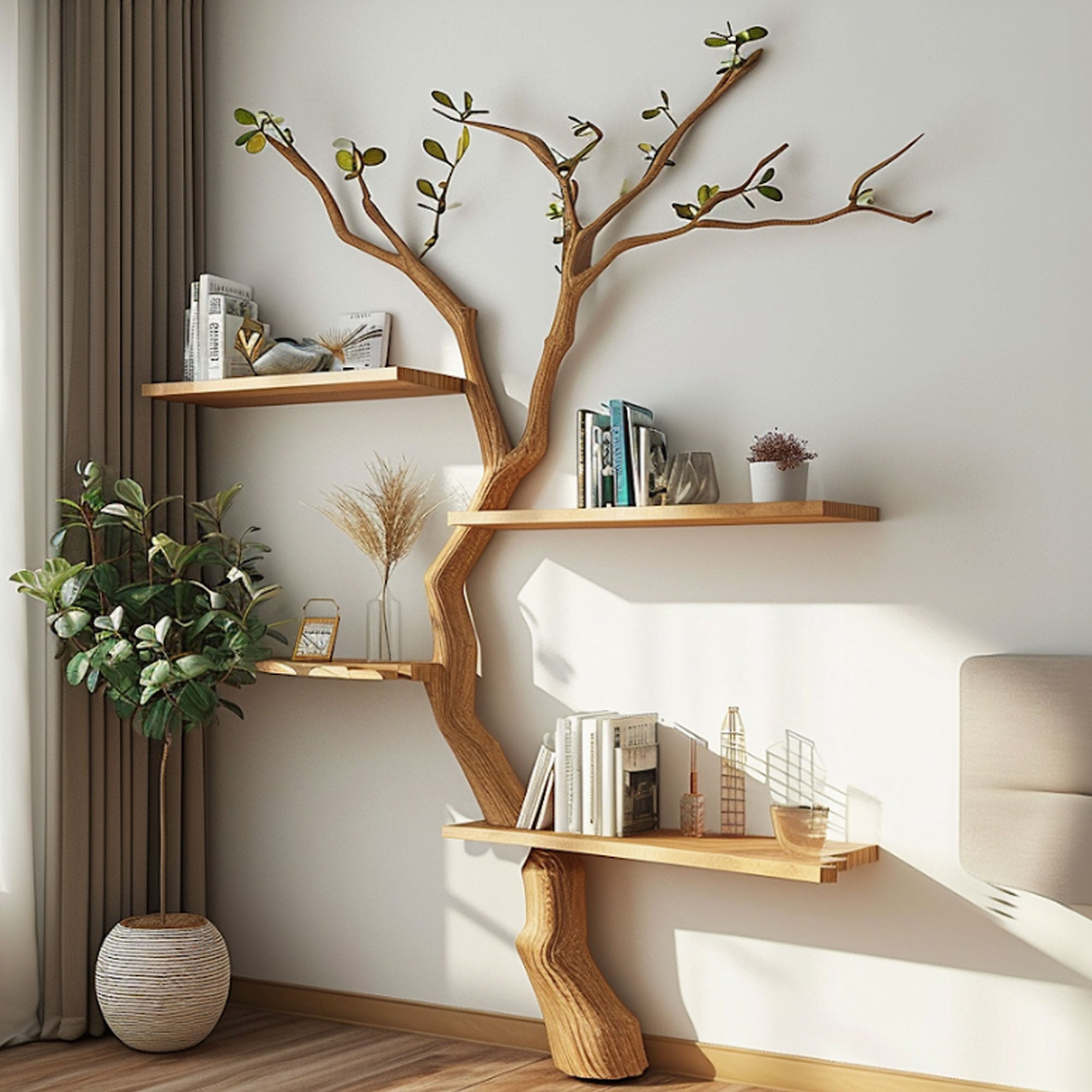 Custom Tree Branch Floating Shelves Bookcase SINLTB038