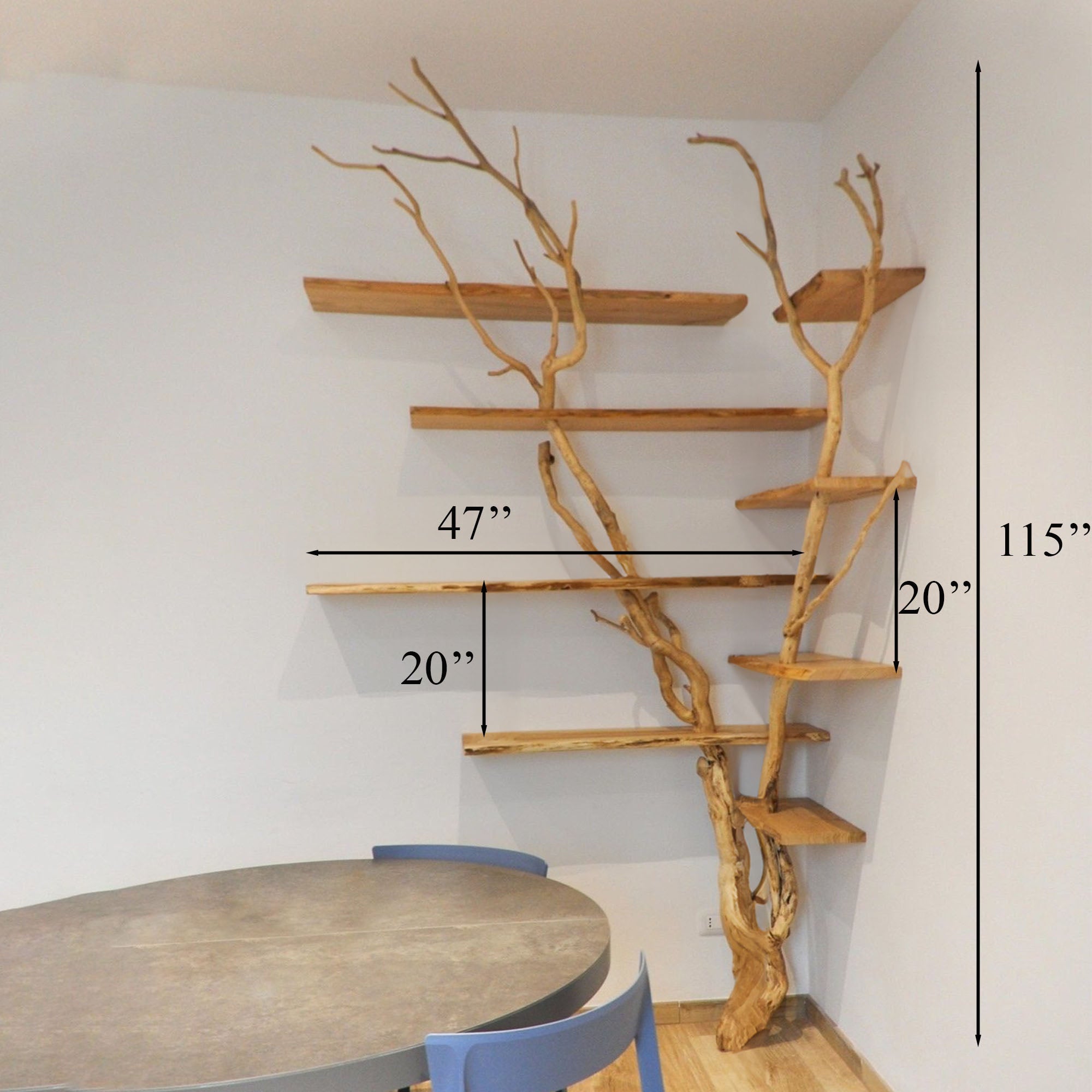 Contemporary Wild Mulberry Wood Tree Branch Shelf Gift For Reader SINLTB029