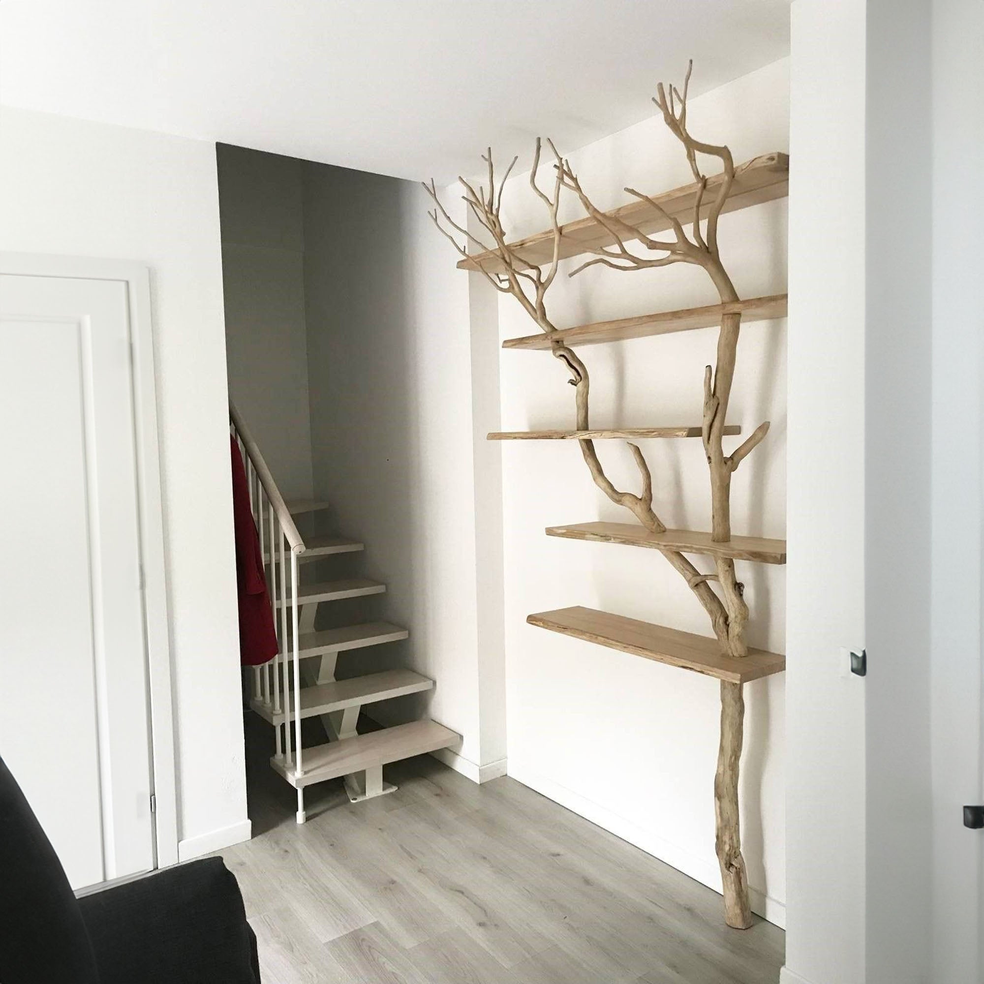 Tree Branch Floating Corner Shelf Solid Wood For Book Lover Gift SINLTB032