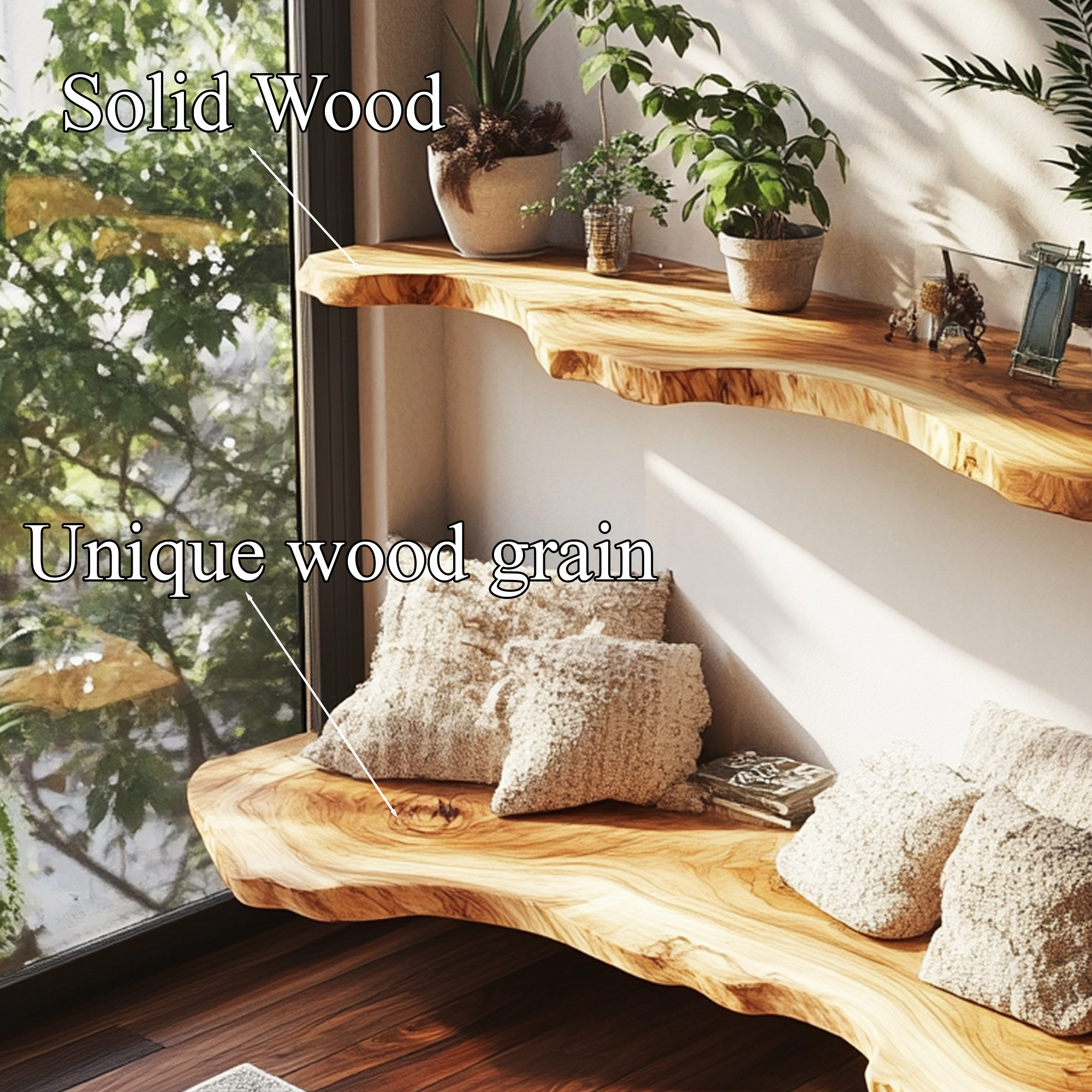 Decorative Floating Shelves Handmade Solid Wood Decor Home Gift SINLFL061