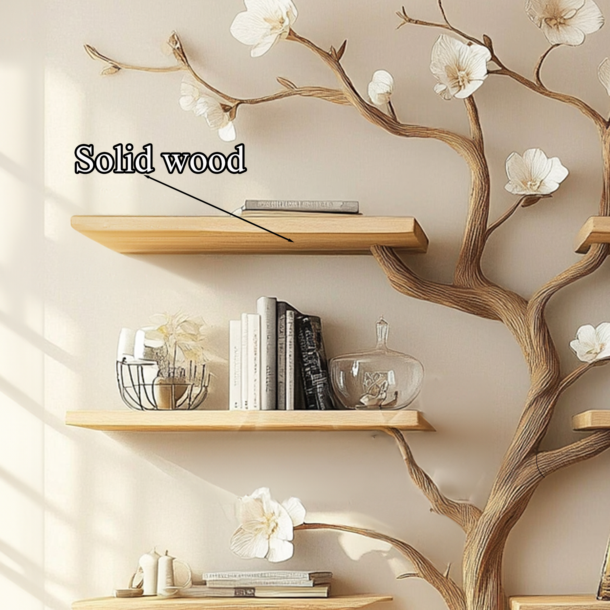 Tree Branch Bookshelve Wooden Handcrafted Natural Gift Handmade SINLTB132