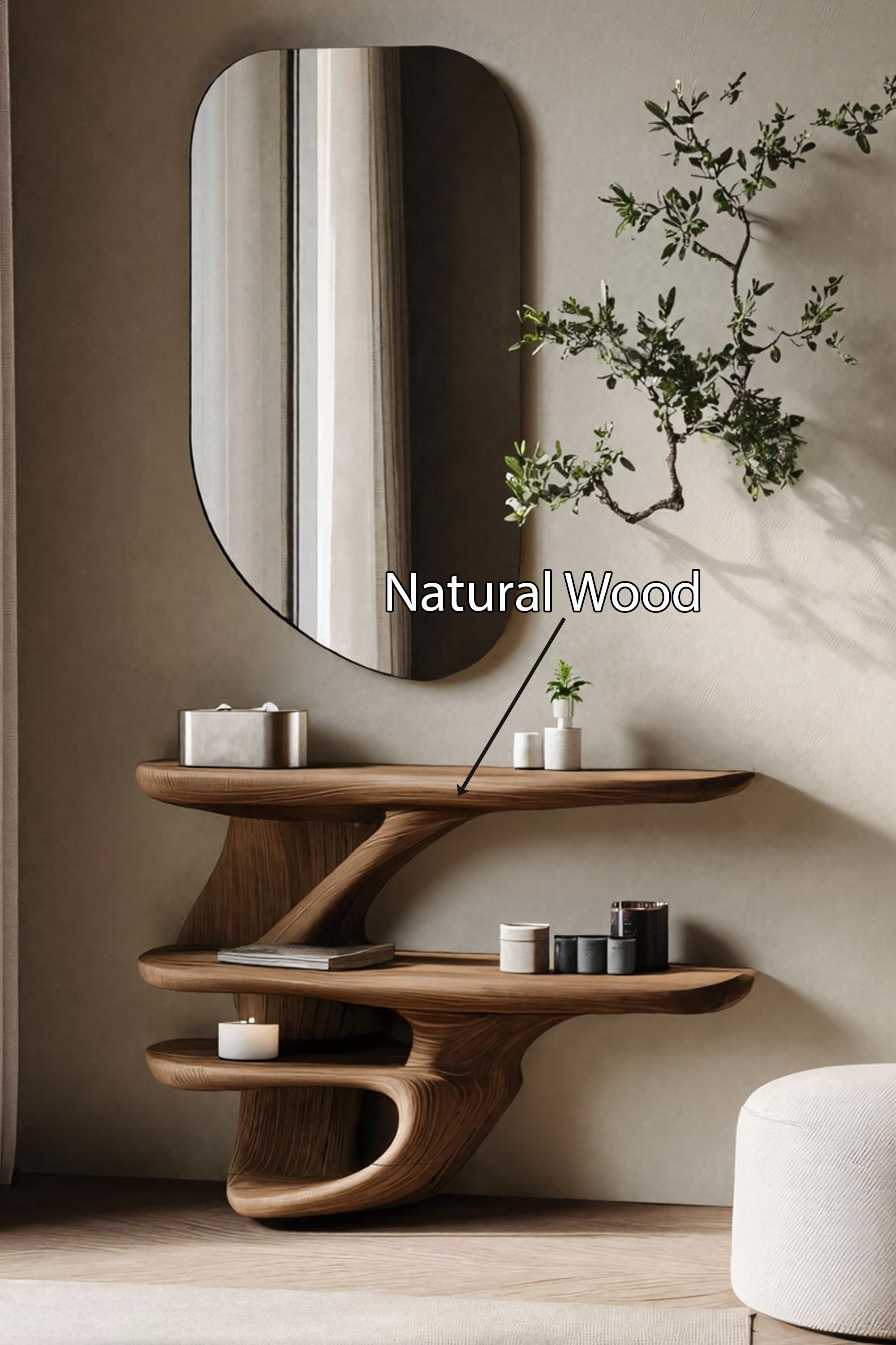 Handcrafted Live Edge Cosmetic Table for Bathroom Use SILDTTNMV010