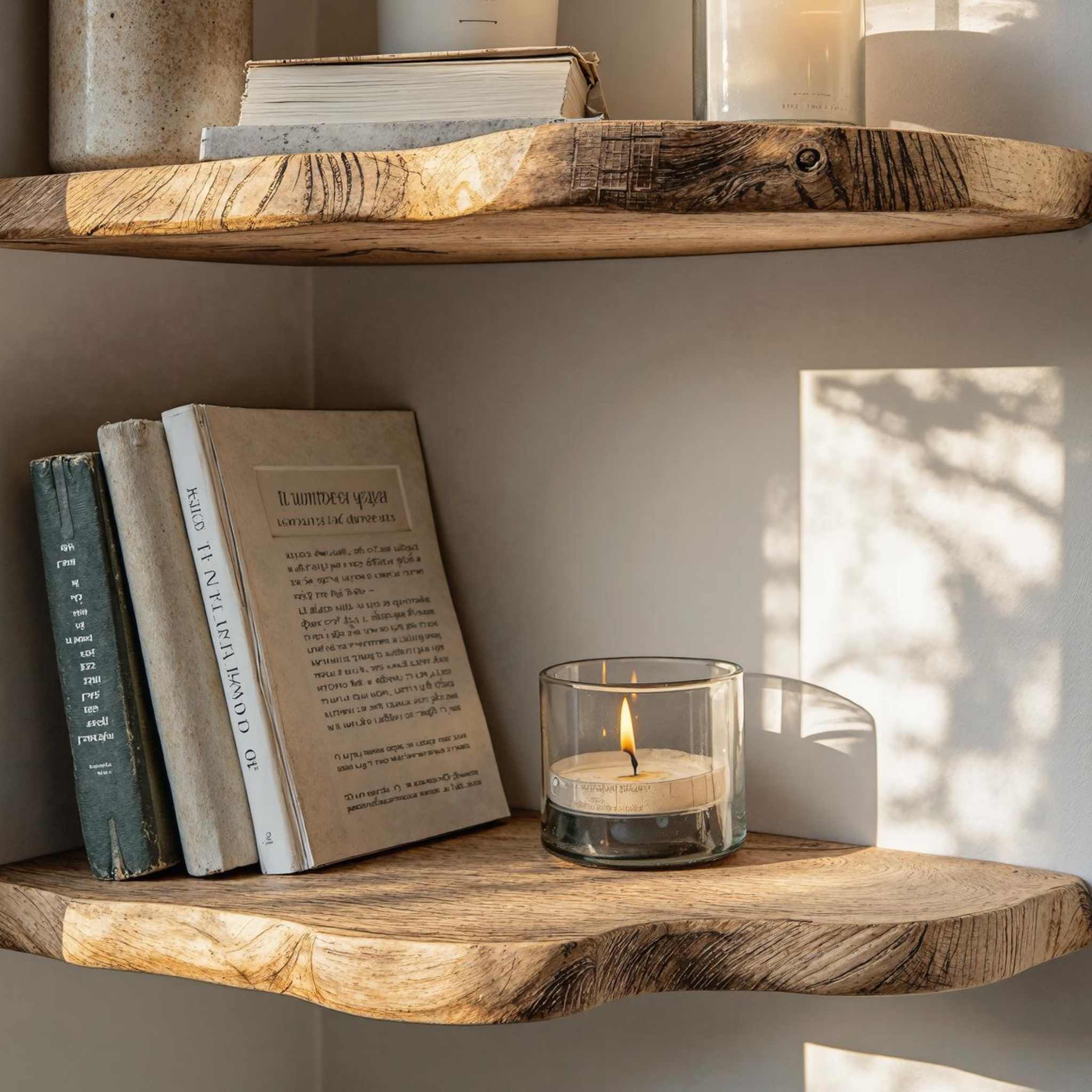 Minimalist Natural Wood Corner Shelf For Small Living Room SILDTCN072