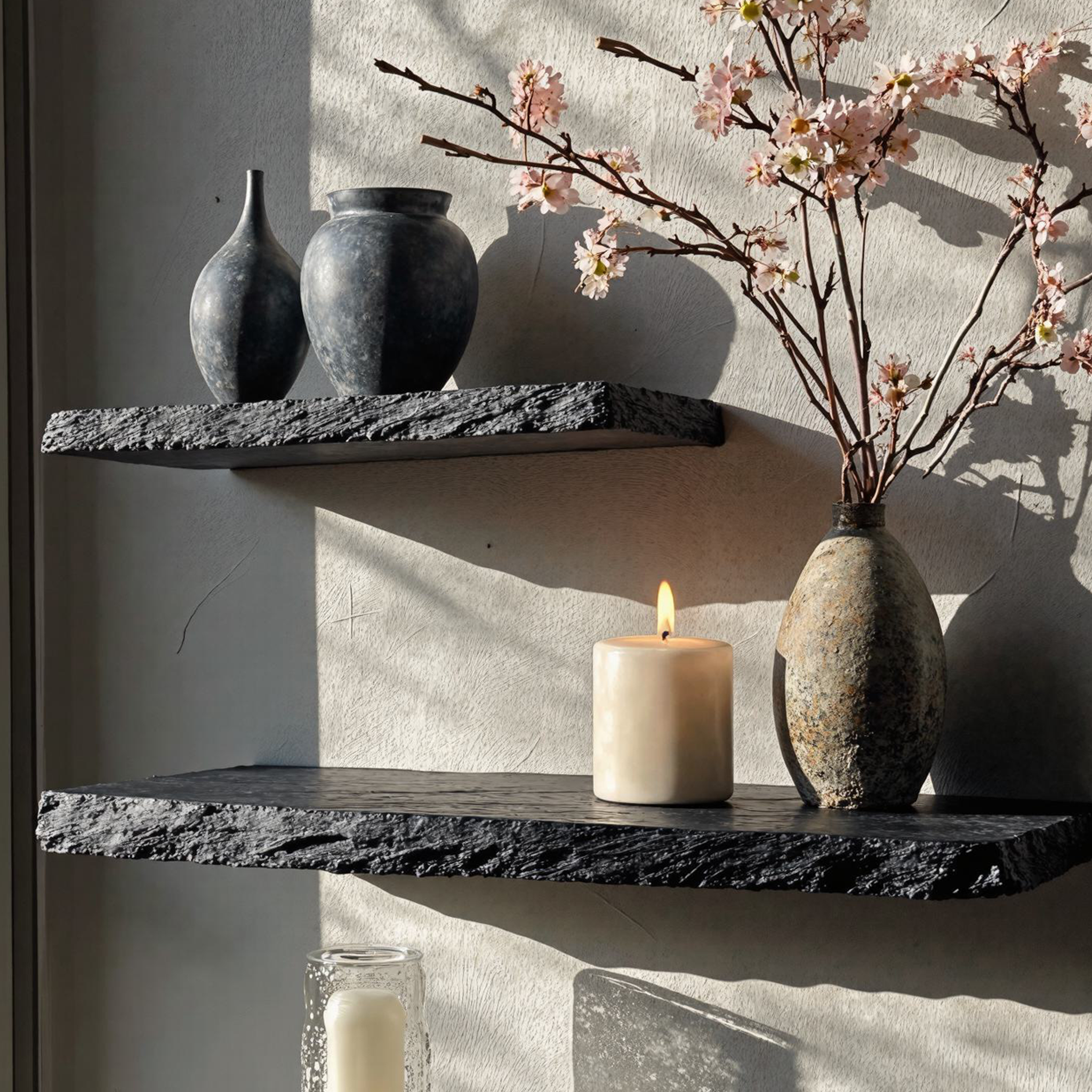 Handcrafted Black Wooden Floating Shelf For Living Room Storage SILDTFL125