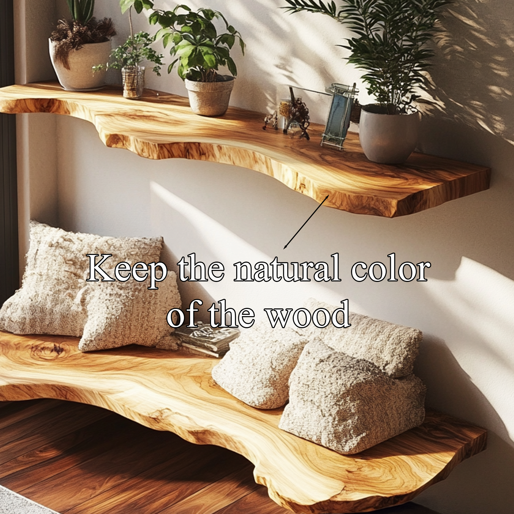 Decorative Floating Shelves Handmade Solid Wood Decor Home Gift SINLFL061