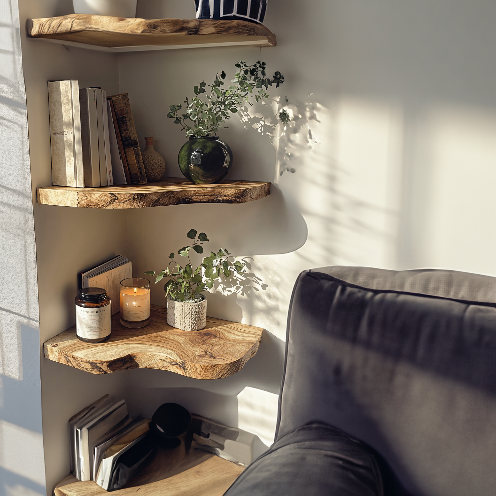 Handcraft Floating Corner Shelves Wooden Shelves SILDTCN015