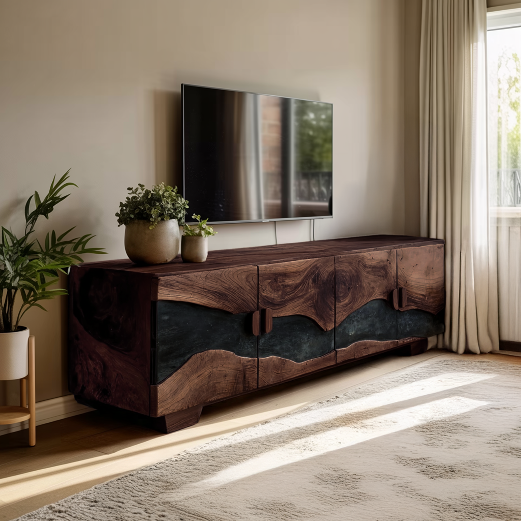 Mid Century Solid Wood TV Console For Living Room Decor SILDTTNTVC086