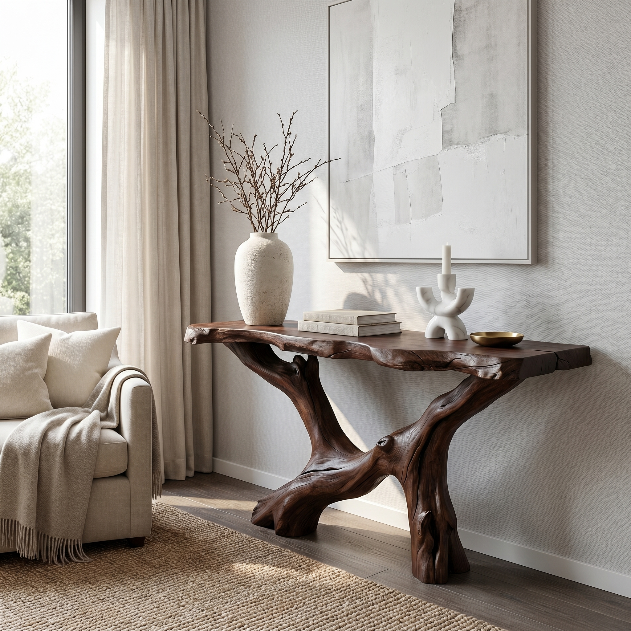 Live Edge Console Table Natural Wood Rustic Handmade Gift SINLSACS089