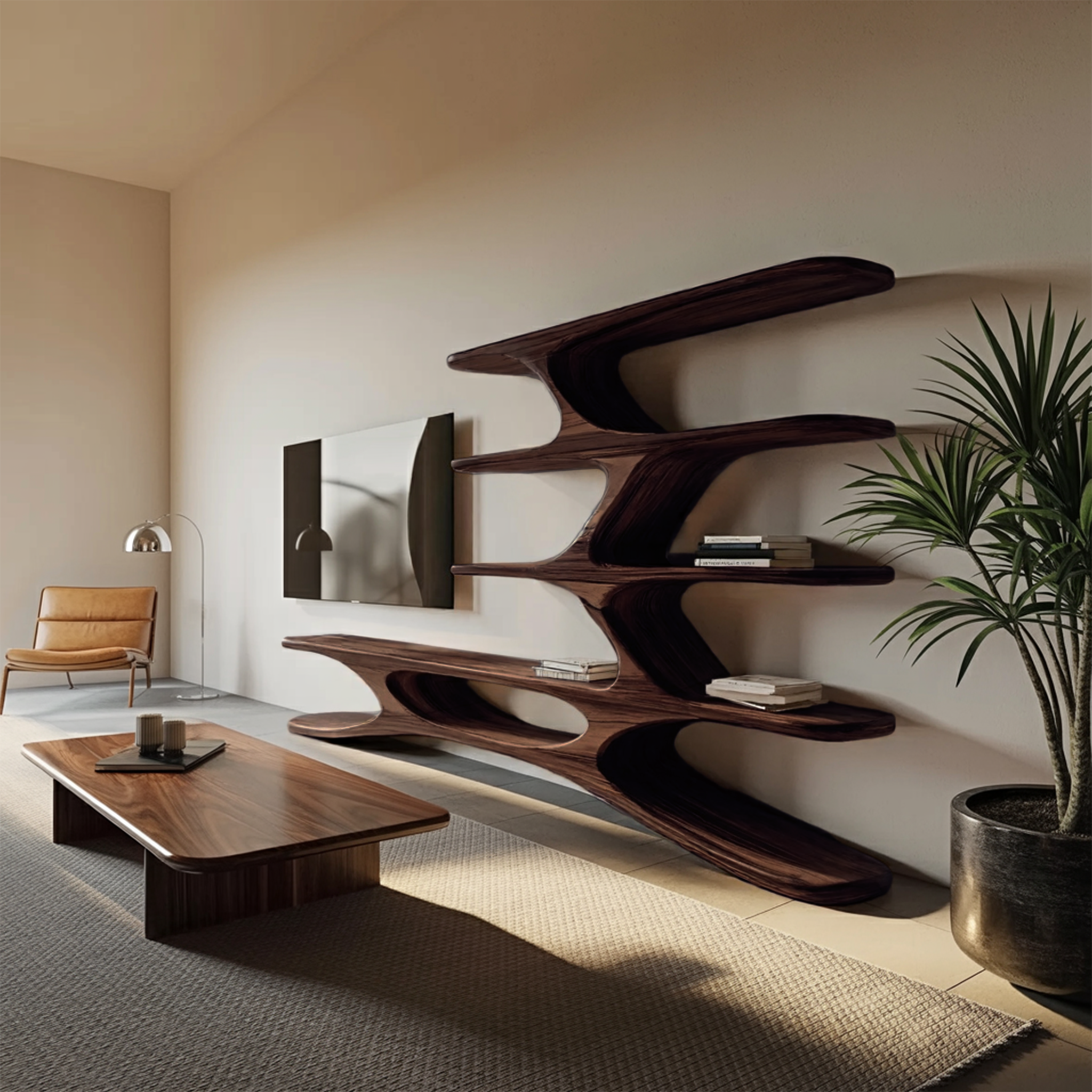 Organic TV Cabinet Branches Design For Contemporary Home Decor RTTHHNTVC068