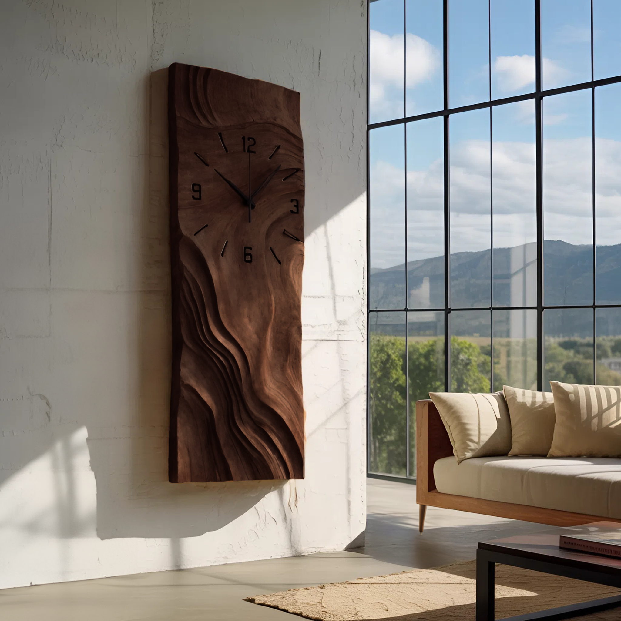 Organic Vertical Sculptural Wall Clock For Living Room SITHHNWAC006