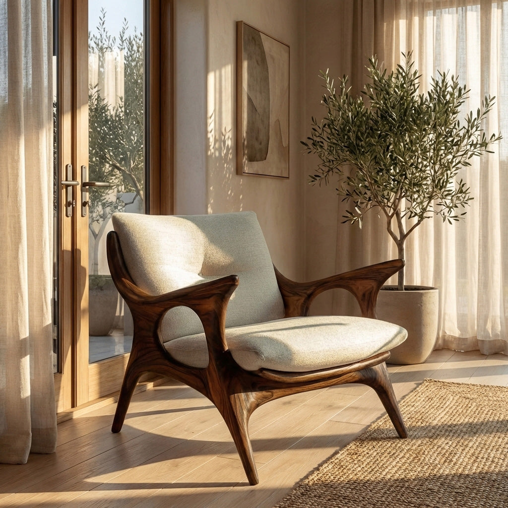 Minimalist Wooden Lounge Chair For Living Room Interior RTTHHNCHR112