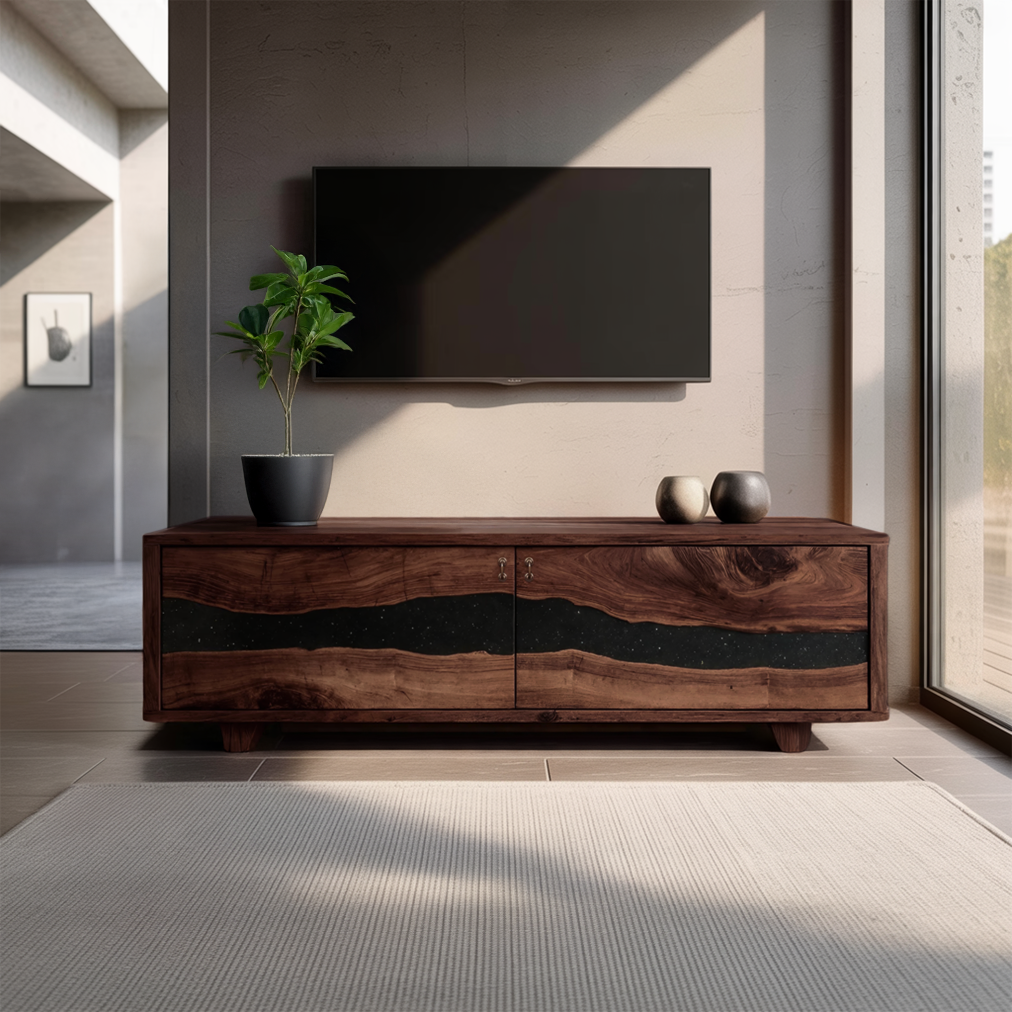 Handcrafted Live Edge TV Cabinet For Furniture Decor SILDTTNTVC092