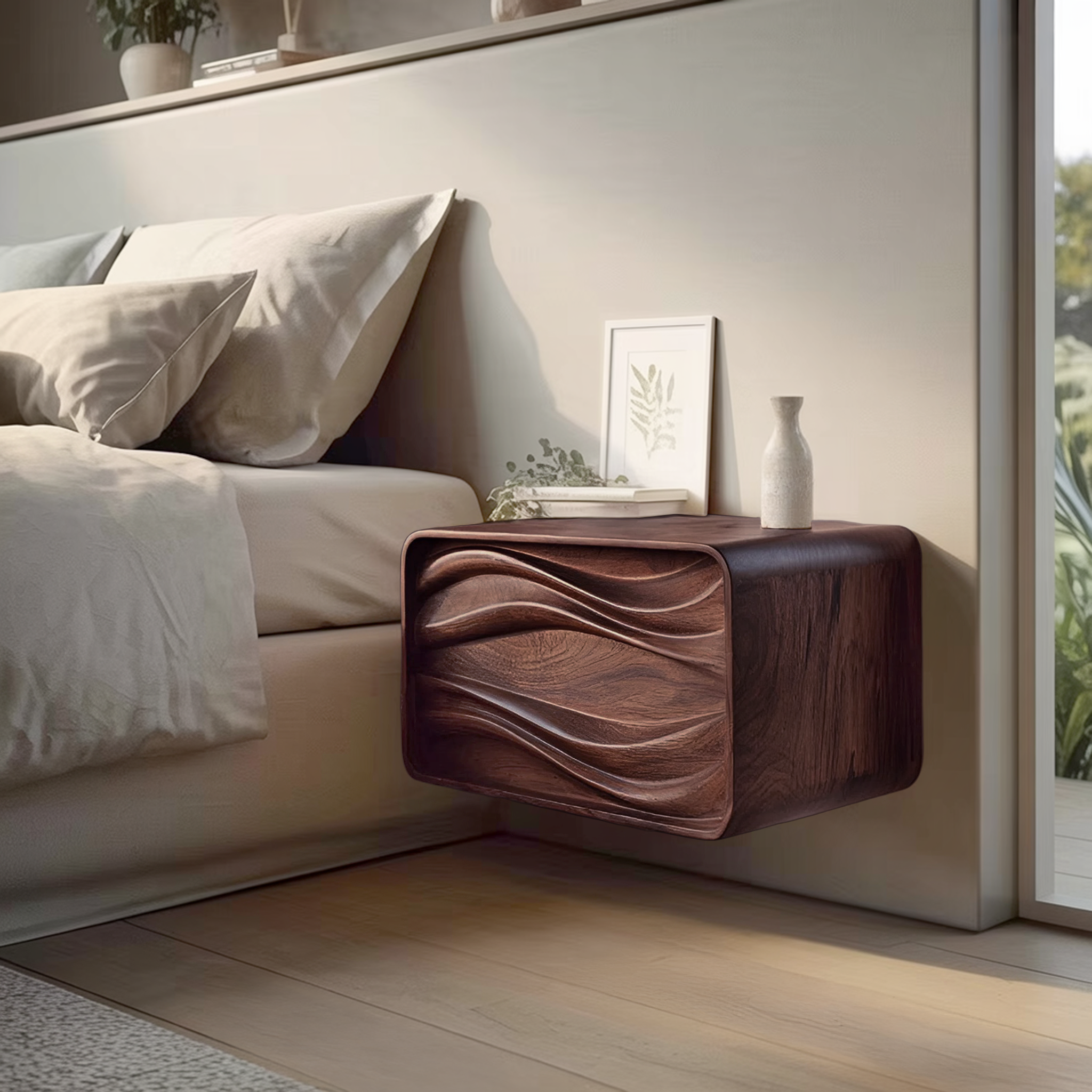 Organic Sculptural Floating Bedside Table For Bedroom Decor RTTHHNNS012