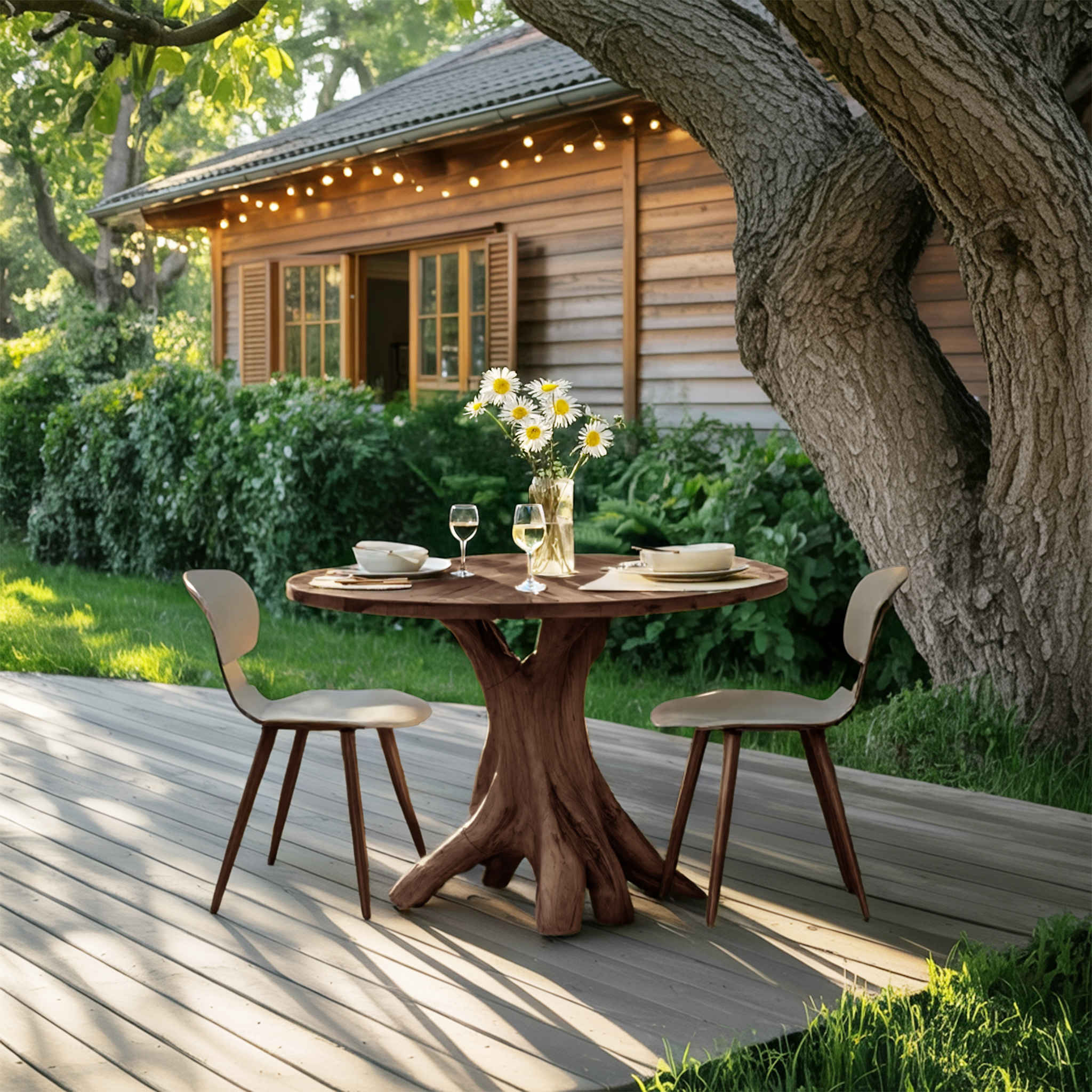 Mid Century Wooden Dining Table For A Warm Outdoor Space SILDTTNDN010
