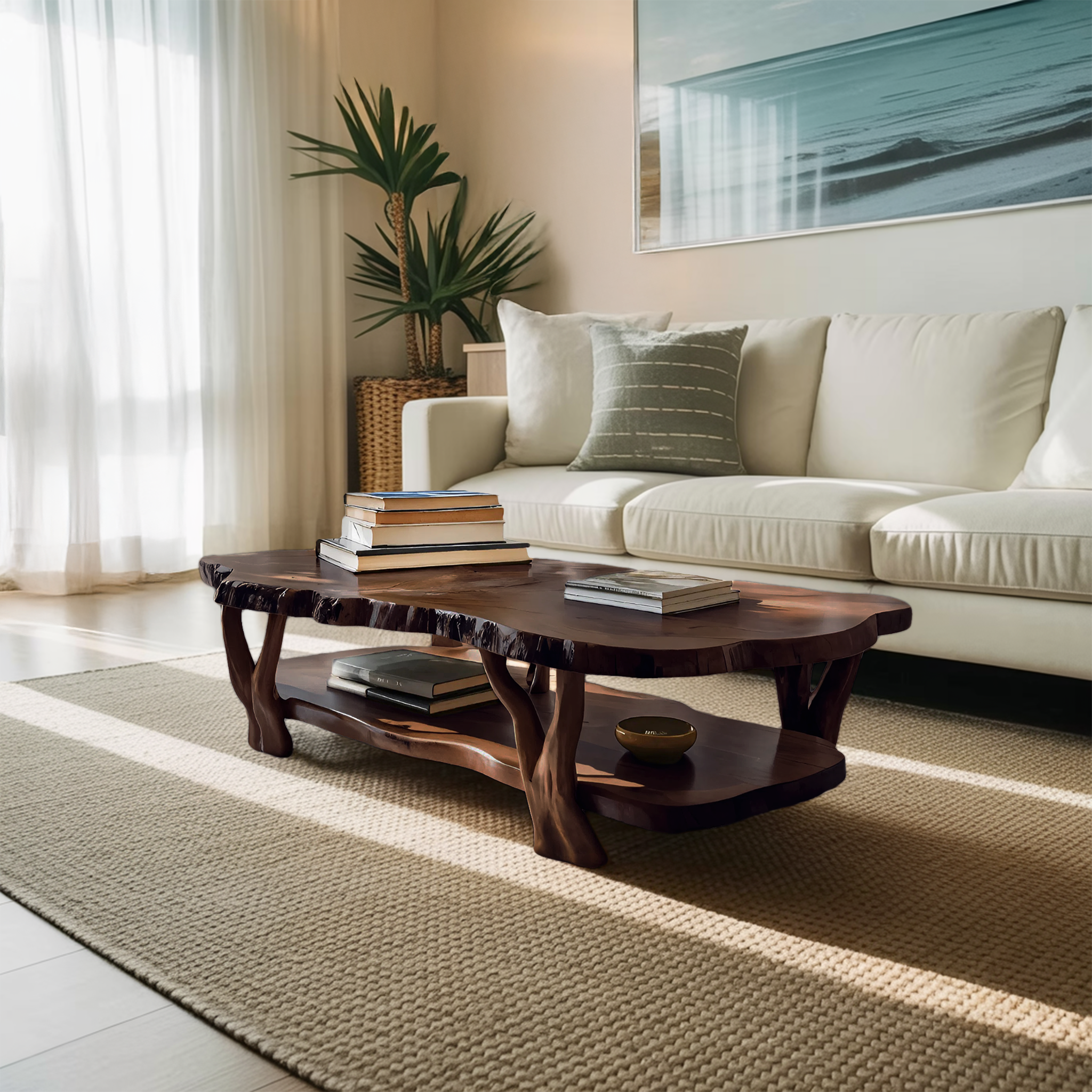 Contemporary Live Edge Coffee Table Two Layered Design For Living RTTHTTCF035